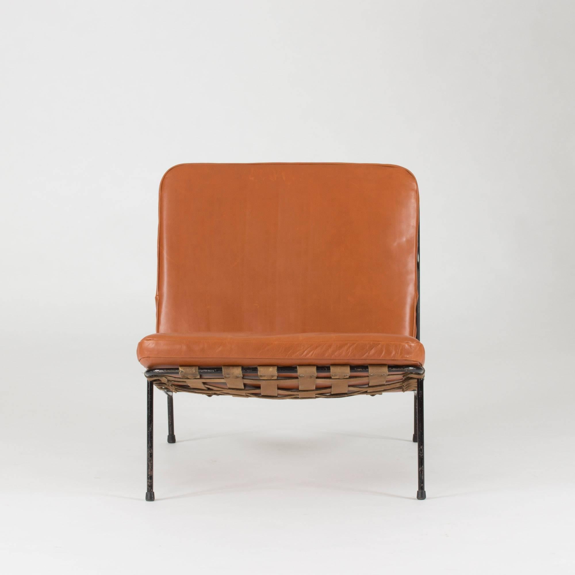 Scandinavian Modern Leather Lounge Chair by Alf Svensson