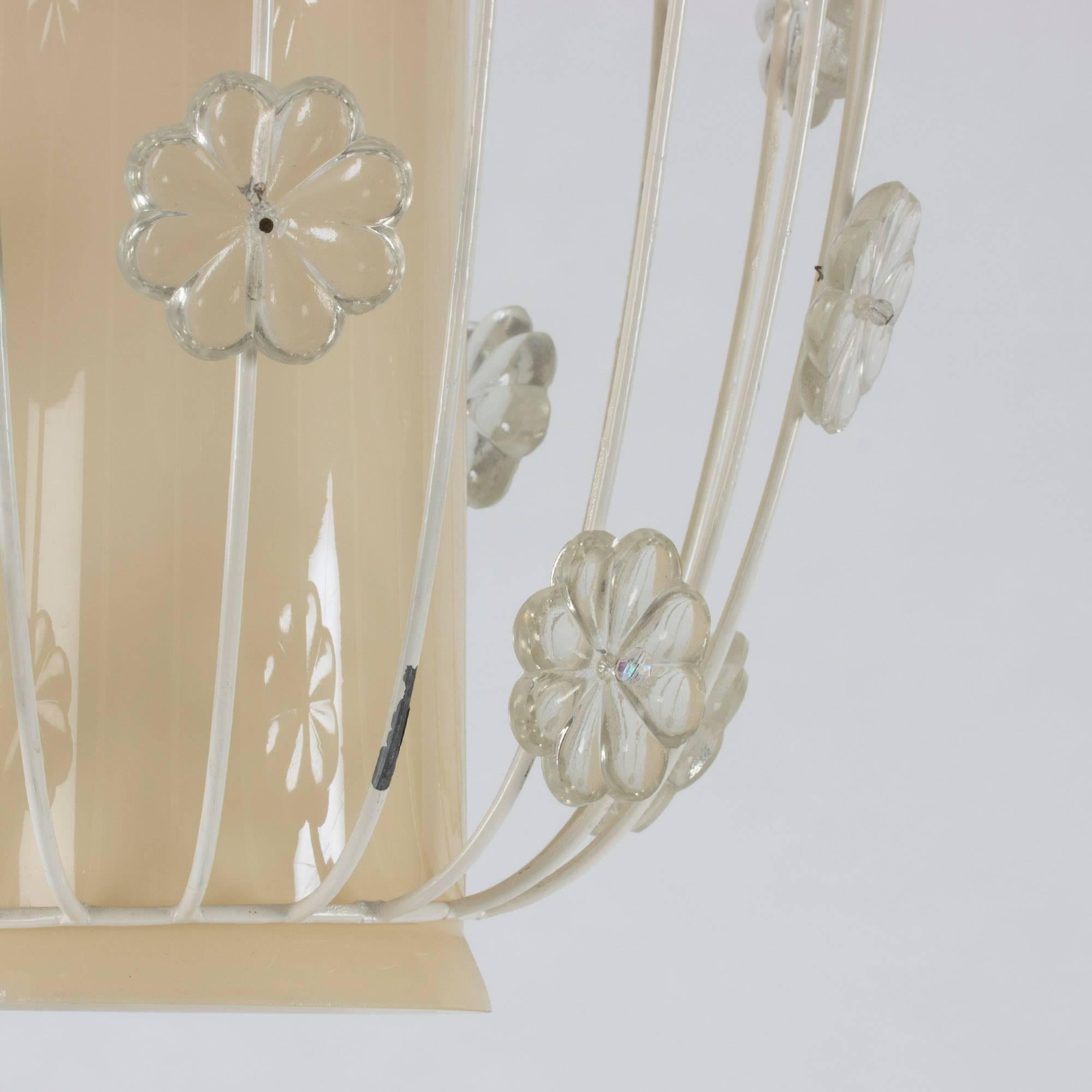 Mid-20th Century Swedish 1950s Glass and Lacquered Metal Ceiling Lamp