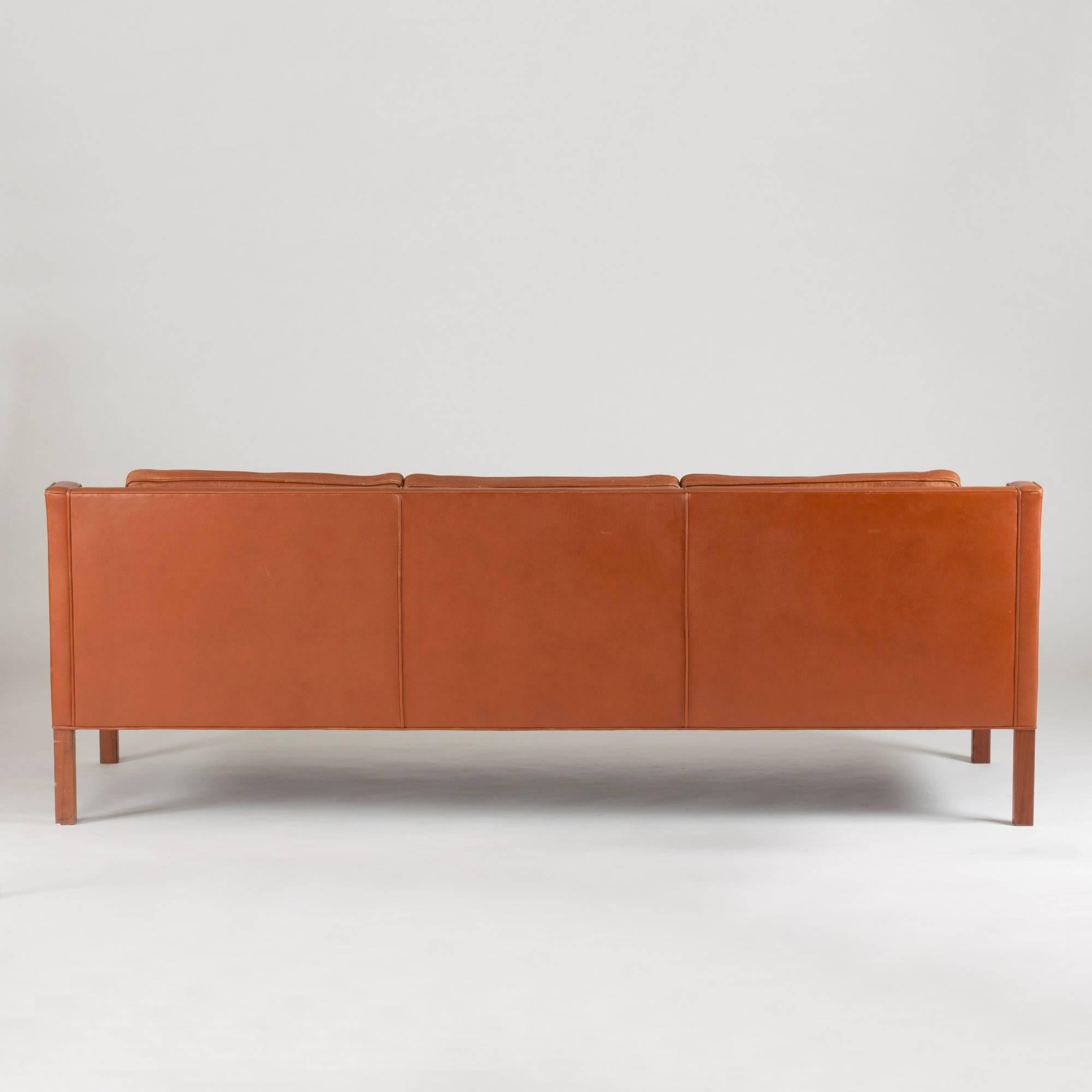 Scandinavian Modern Leather Sofa by Børge Mogensen