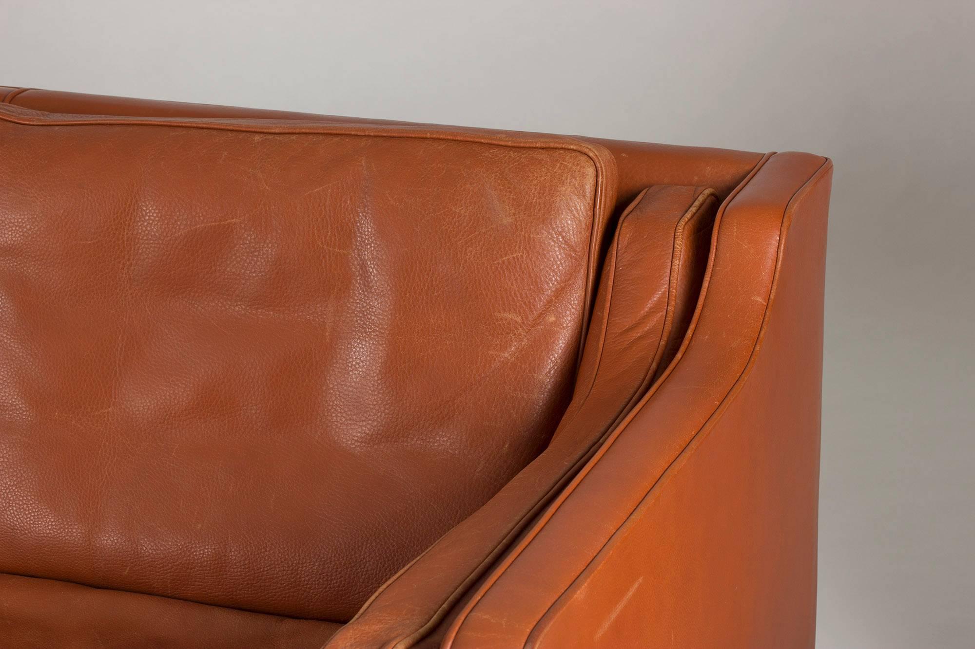 Danish Leather Sofa by Børge Mogensen