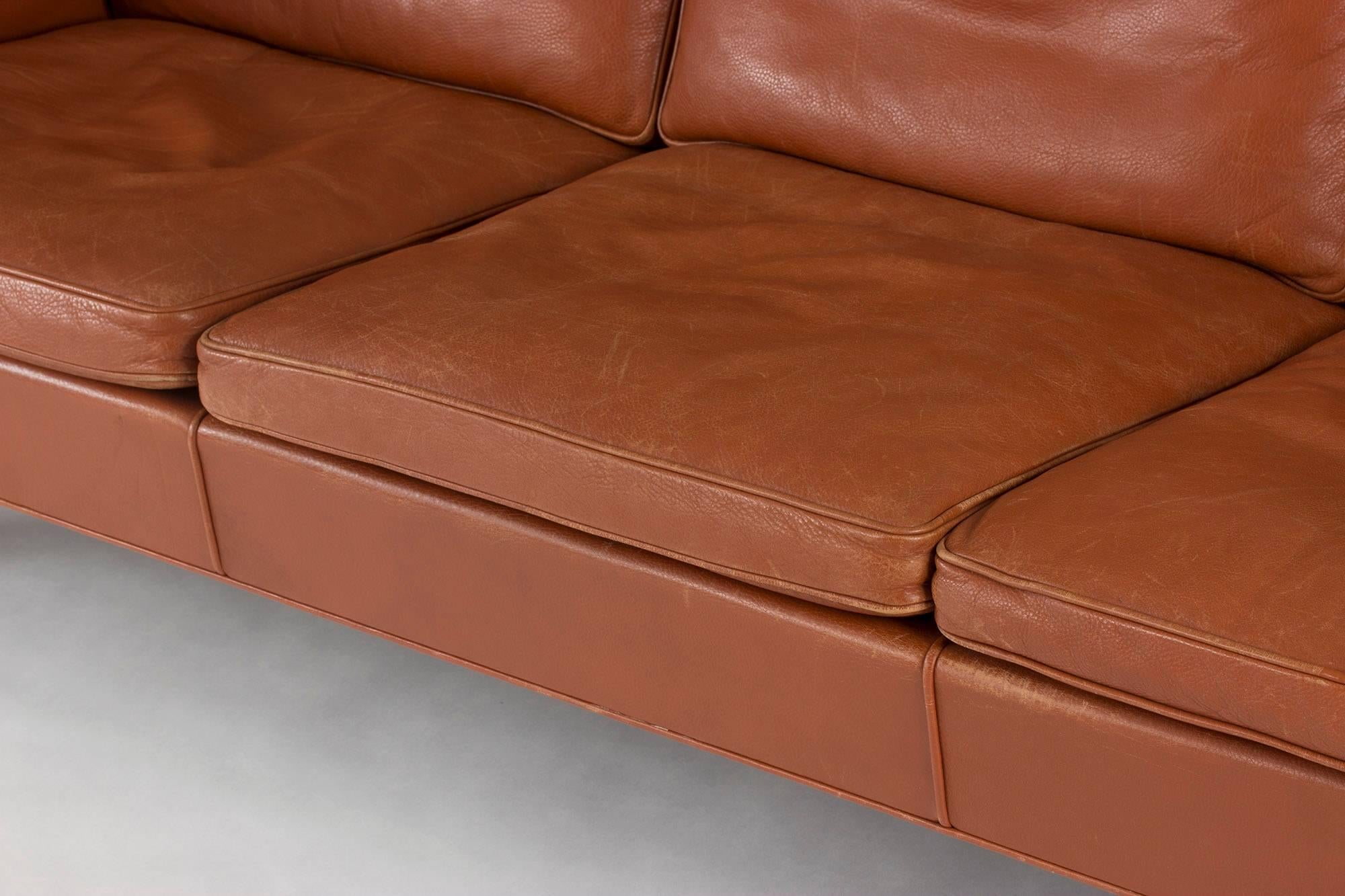 Leather Sofa by Børge Mogensen In Excellent Condition In Stockholm, SE