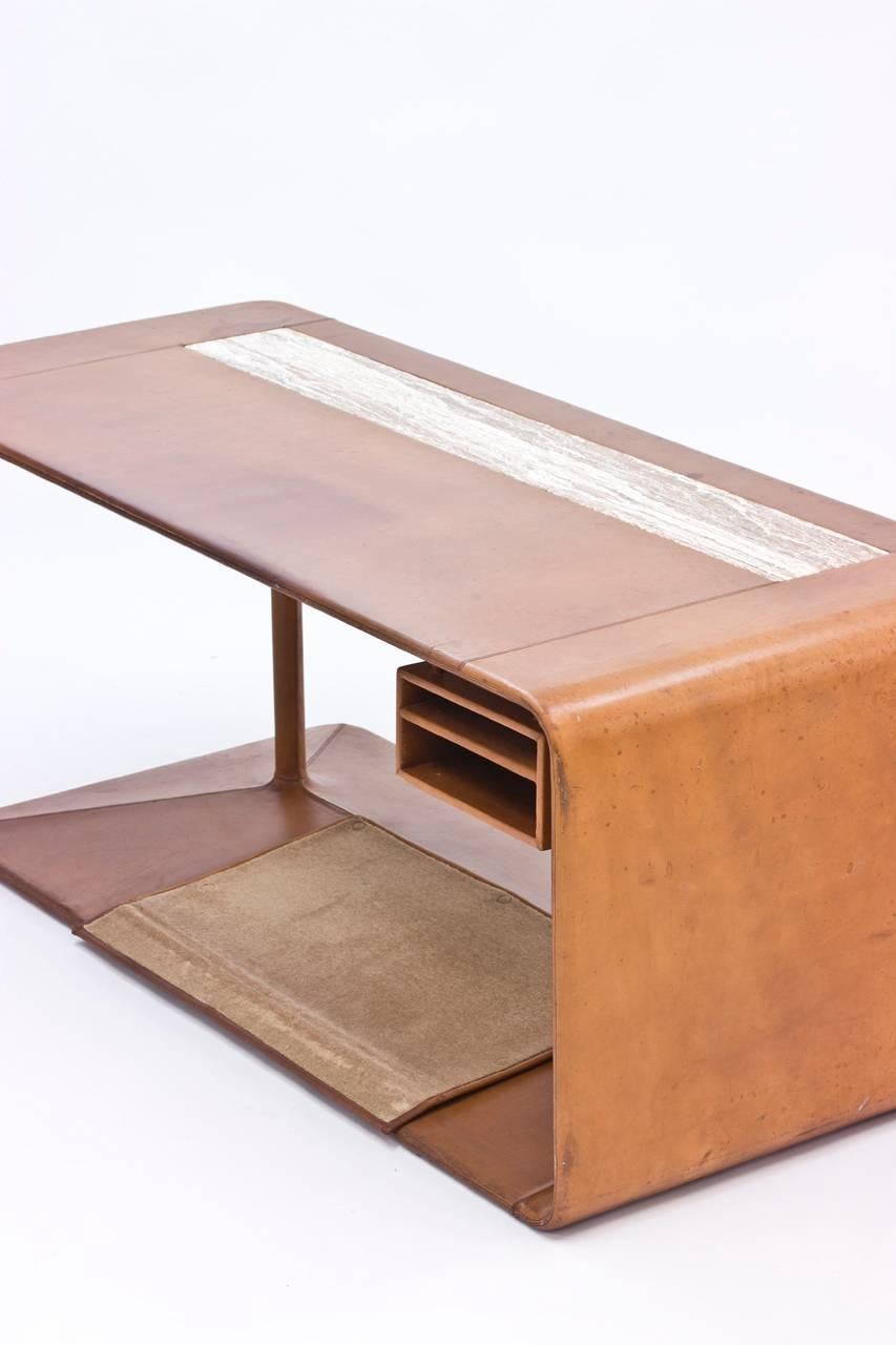 Swedish Leather Dressed 1960s Desk from NK