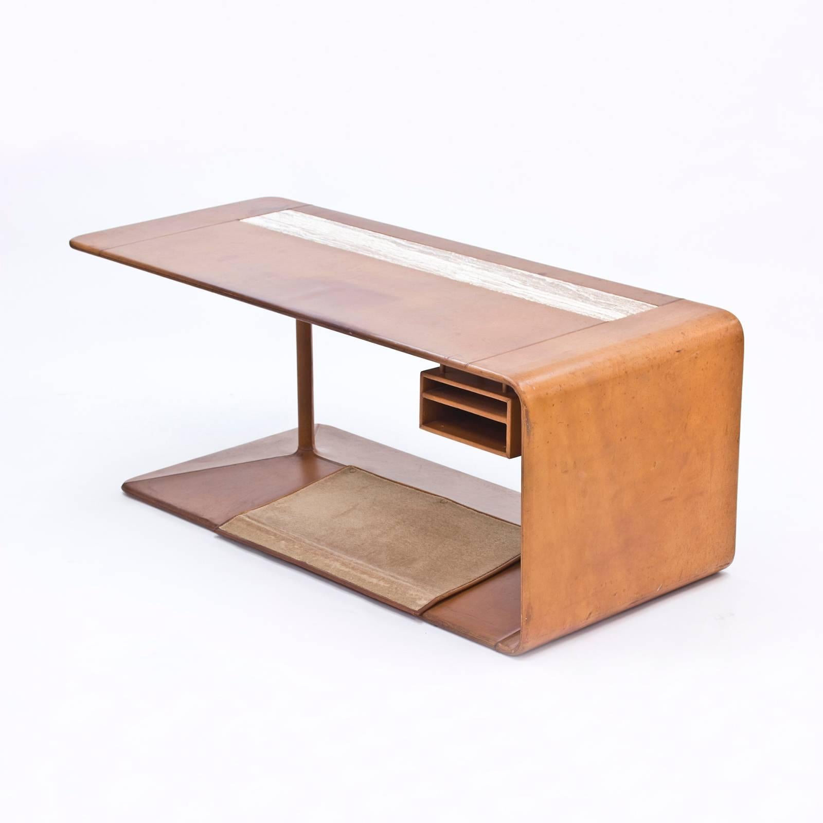 Mid-Century Modern Leather Dressed 1960s Desk from NK