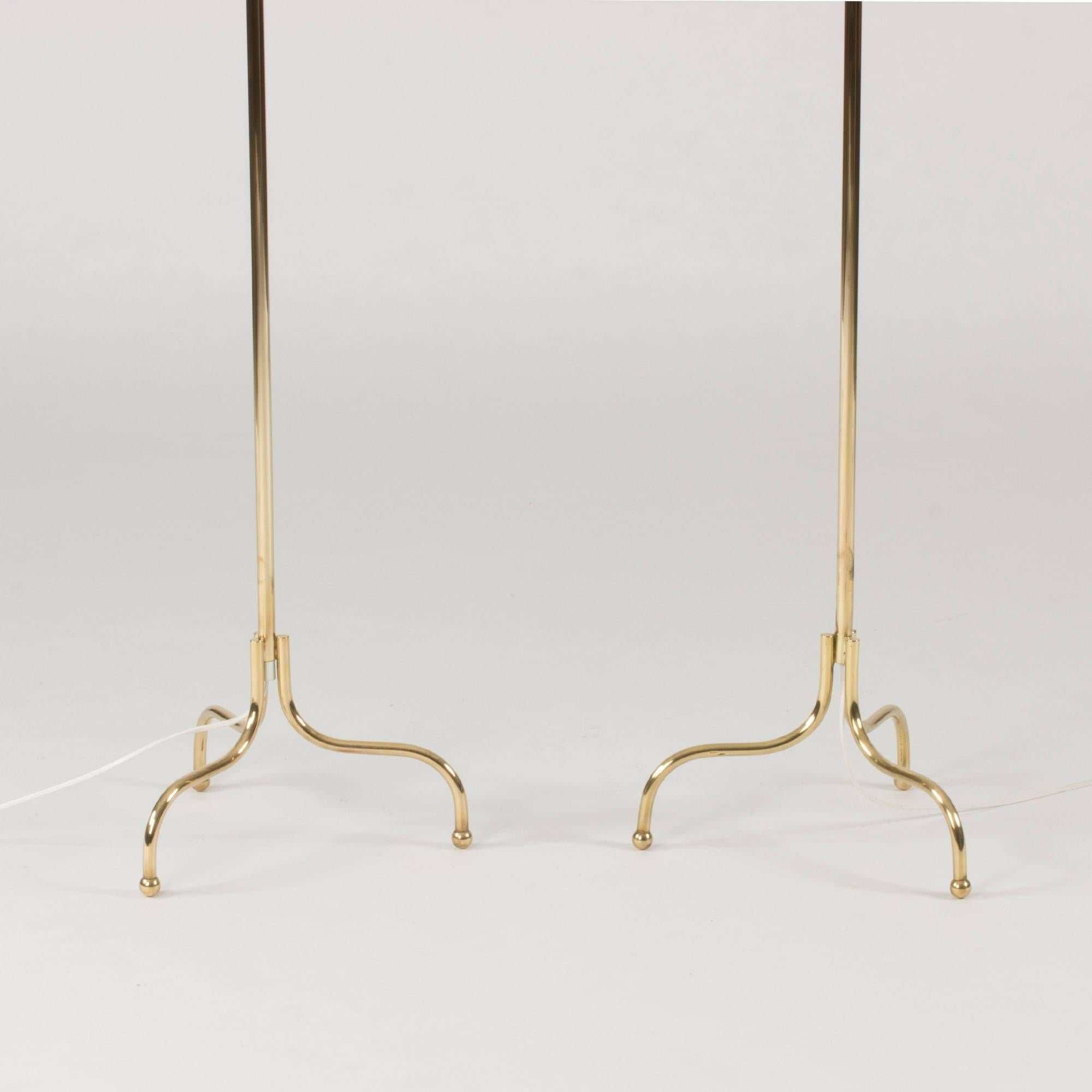 Scandinavian Modern Pair of Brass Floor Lamps by Josef Frank