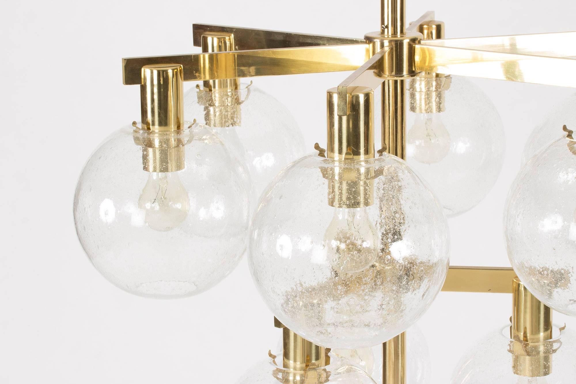 Brass and Glass Chandelier by Hans-Agne Jakobsson In Excellent Condition In Stockholm, SE