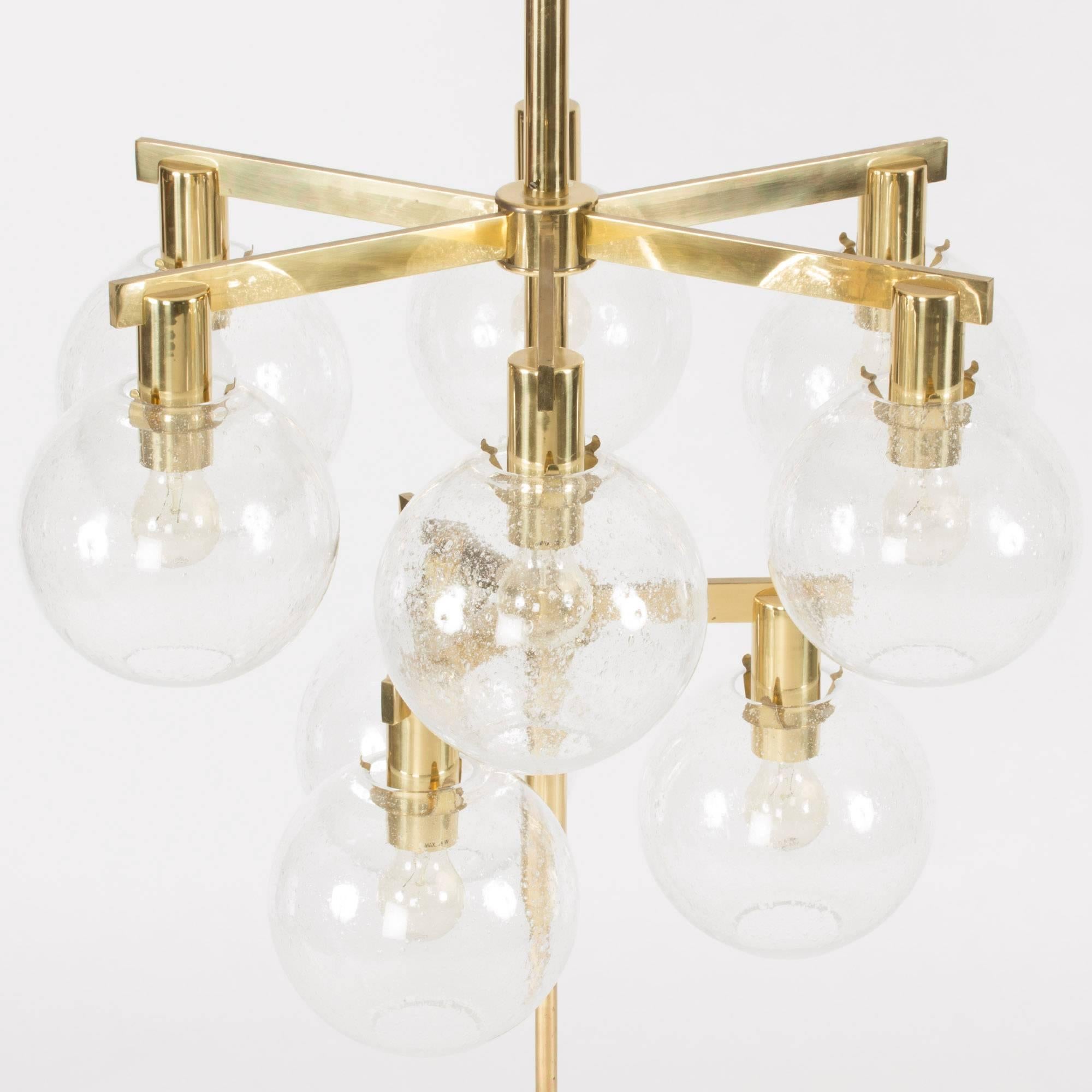 Swedish Brass and Glass Chandelier by Hans-Agne Jakobsson