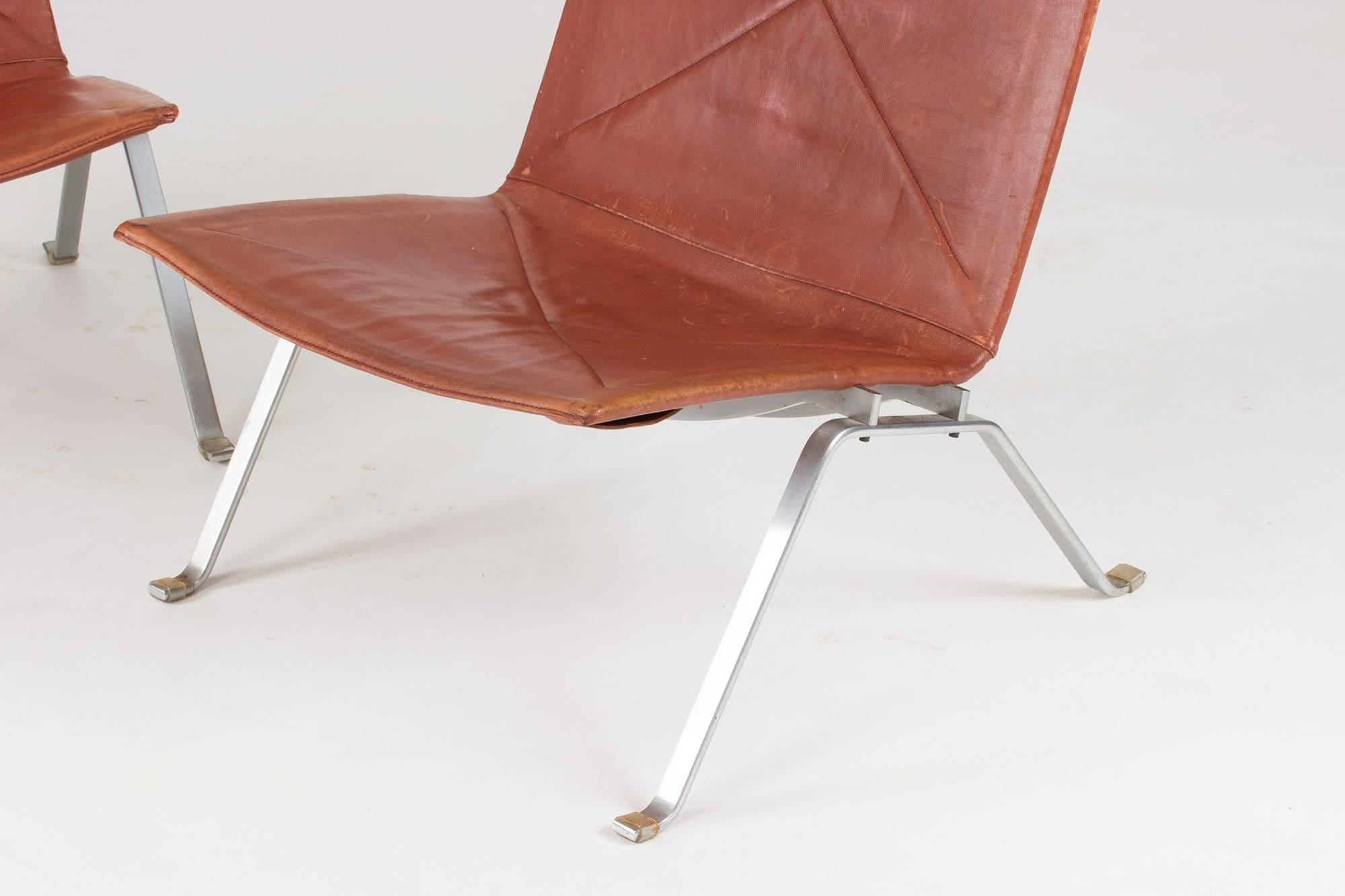 Scandinavian Modern Pair of “Pk 22” Lounge Chairs by Poul Kjaerholm