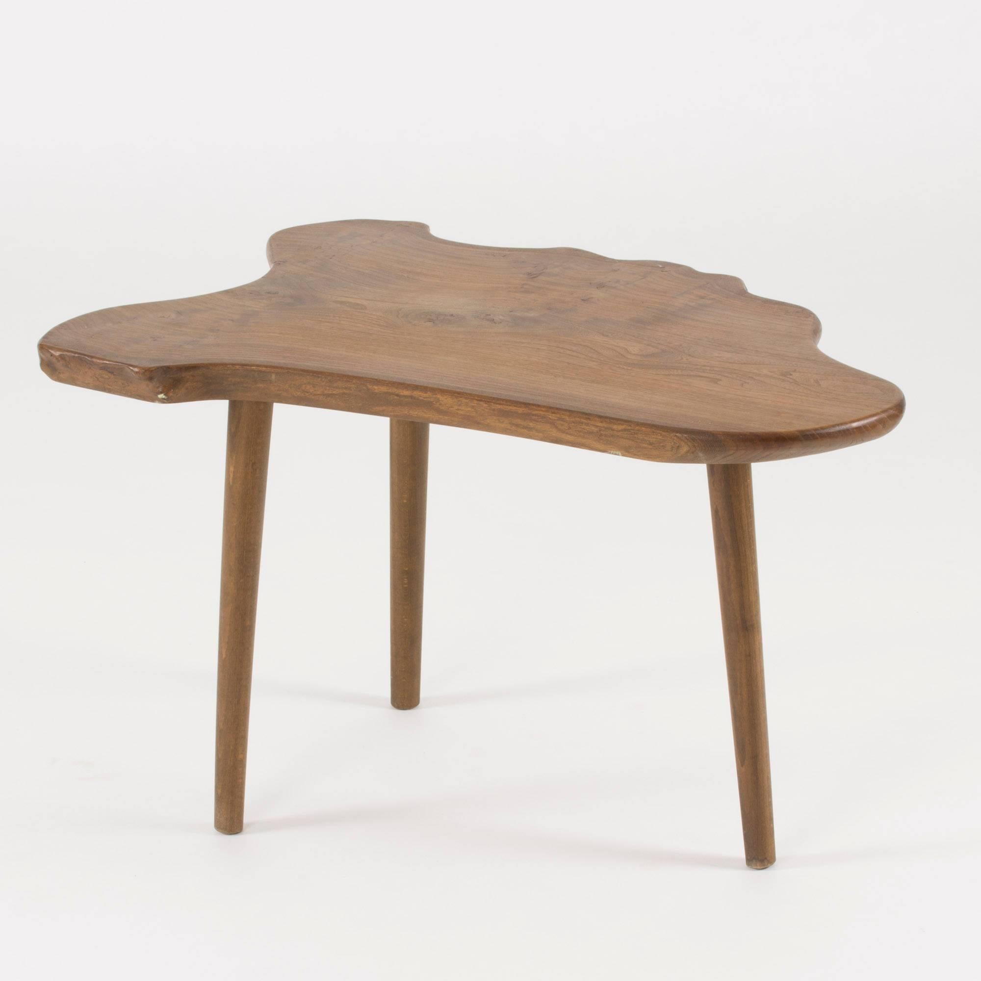 Scandinavian Modern 1950s Organic Oak Side Table
