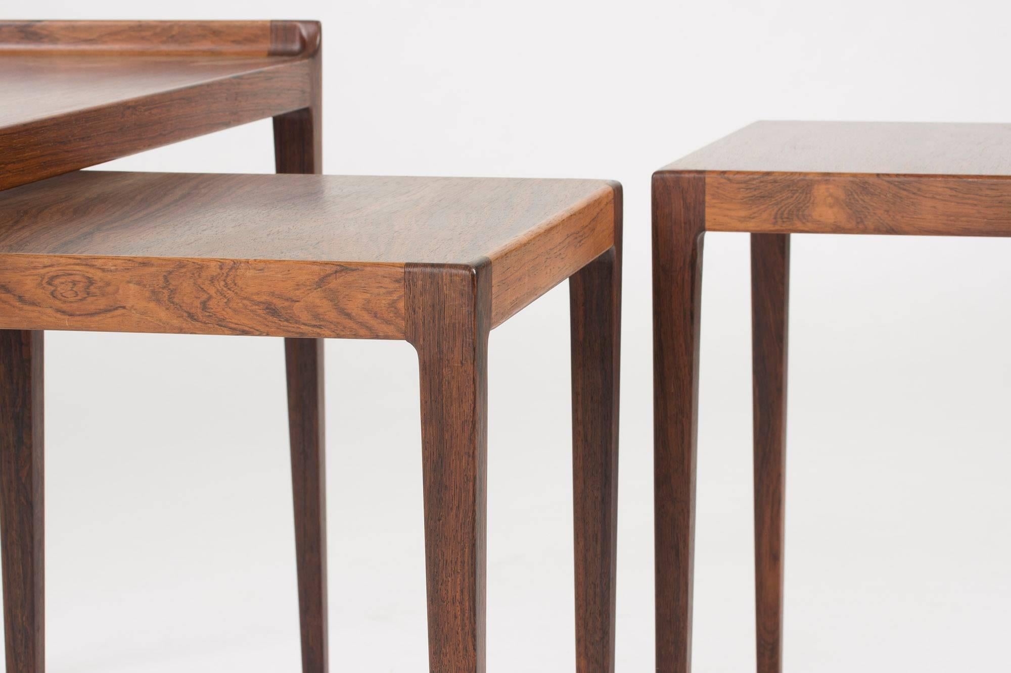 Rosewood Nesting Table by Kurt Østervig In Excellent Condition In Stockholm, SE