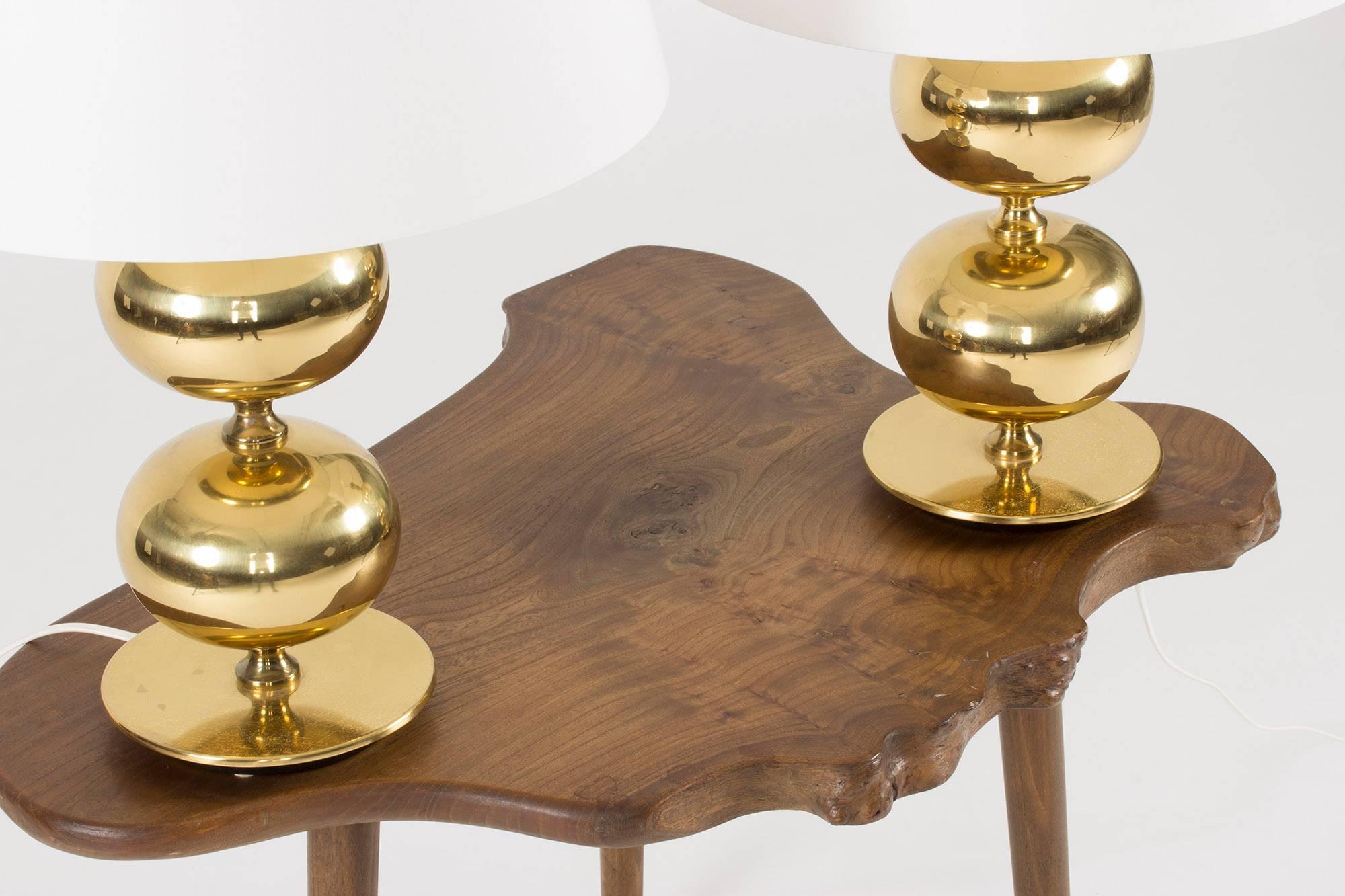 Swedish Pair of Brass Table Lamps by Henrik Blomqvist