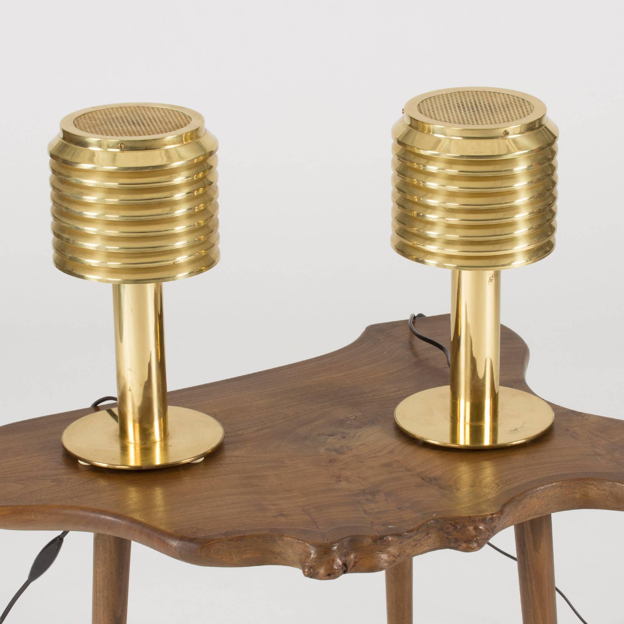 Scandinavian Modern Pair of Brass Table Lamps by Hans-Agne Jakobsson