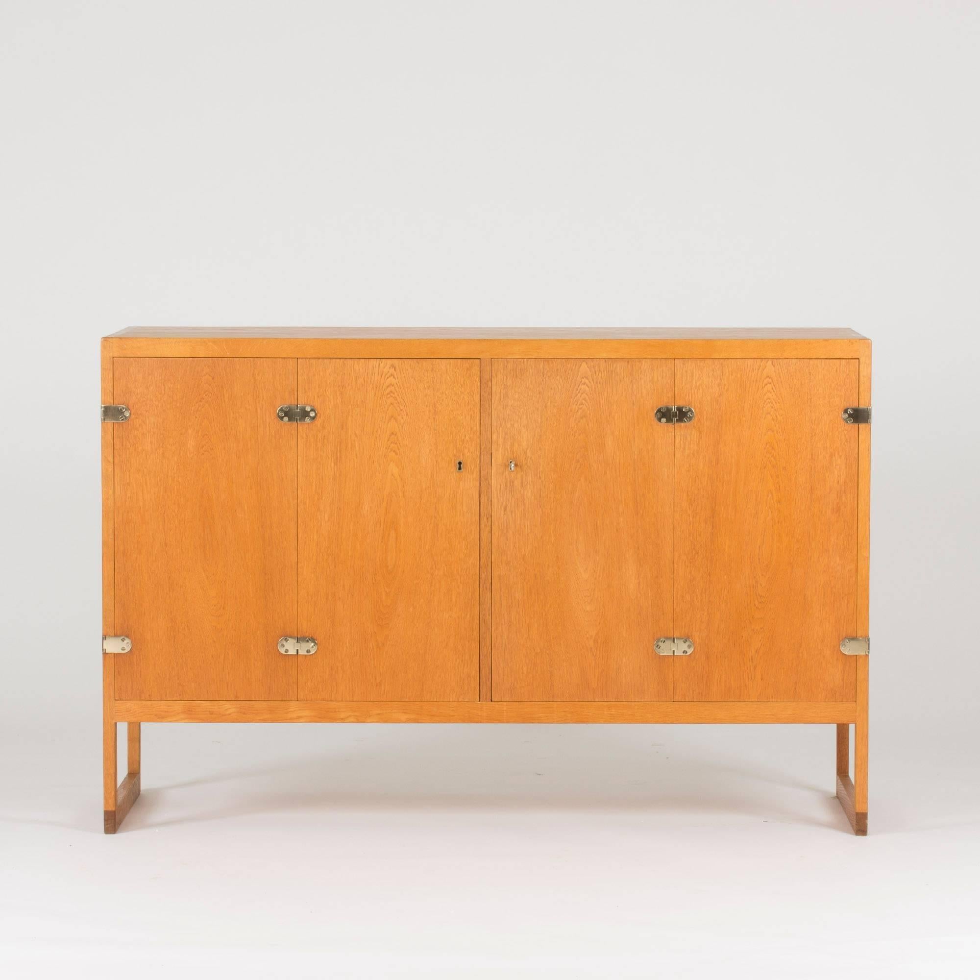 Teak sideboard, model BM 57 by Børge Mogensen. Beautiful brass hinges on the corners and the double doors, great proportions and attention to details.