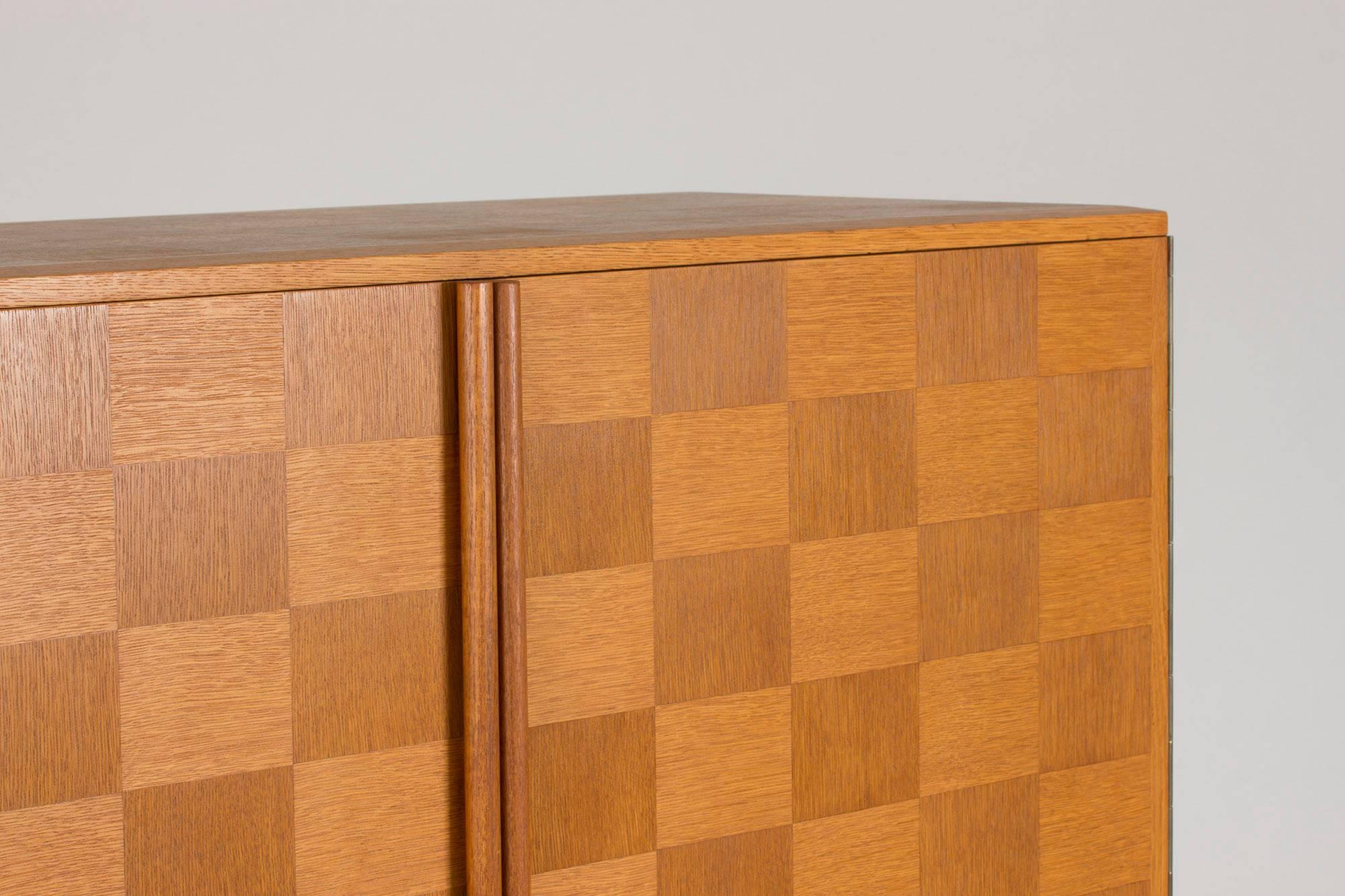 Scandinavian Modern Swedish 1950s Checkered Oak Cabinet