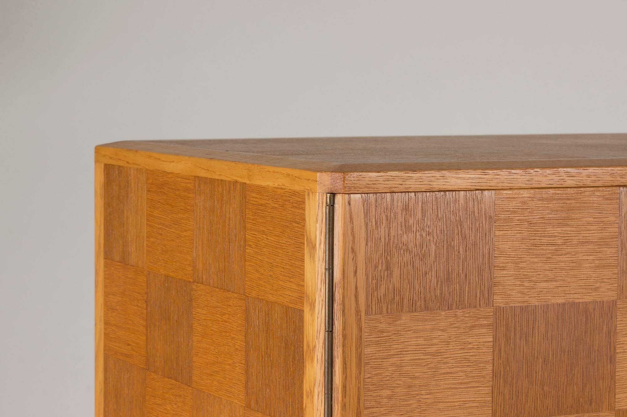 Swedish 1950s Checkered Oak Cabinet In Excellent Condition In Stockholm, SE