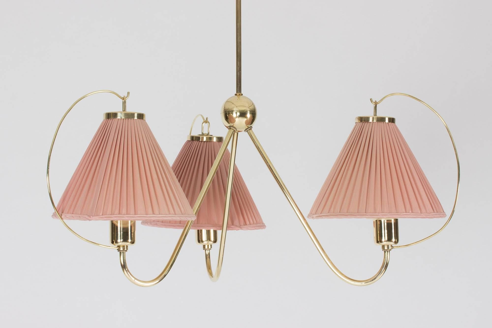 Scandinavian Modern Brass Ceiling Lamp by Josef Frank
