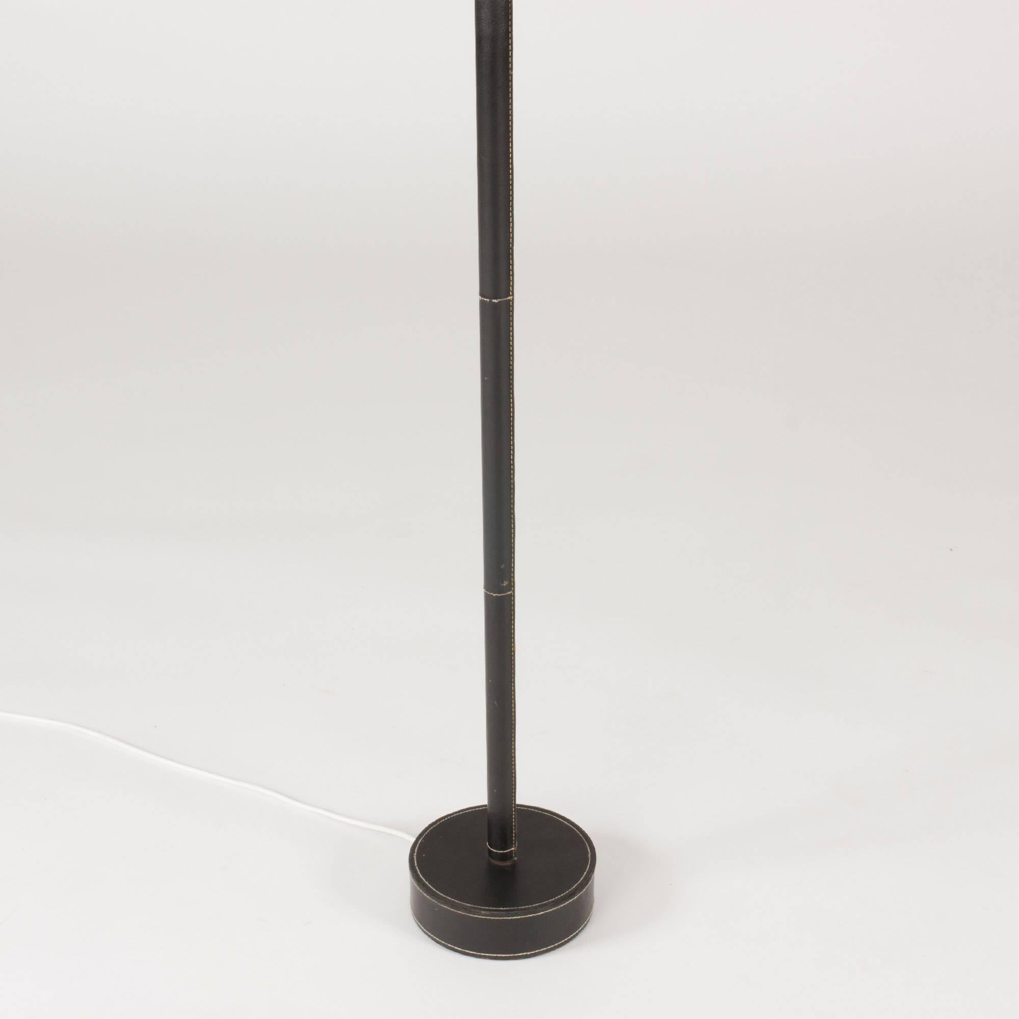 Swedish Black Leather Floor Lamp from Bergboms