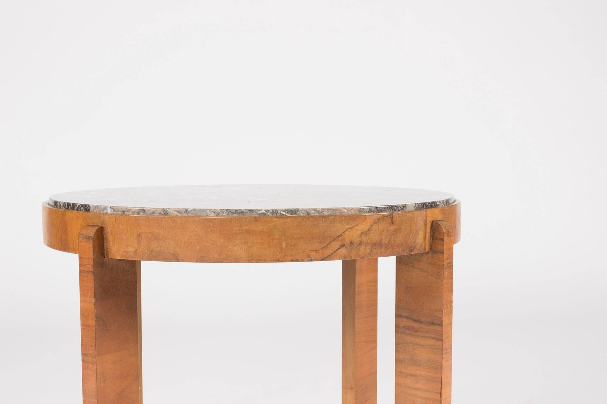 Swedish 1940s Marble and Mahogany Occasional Table