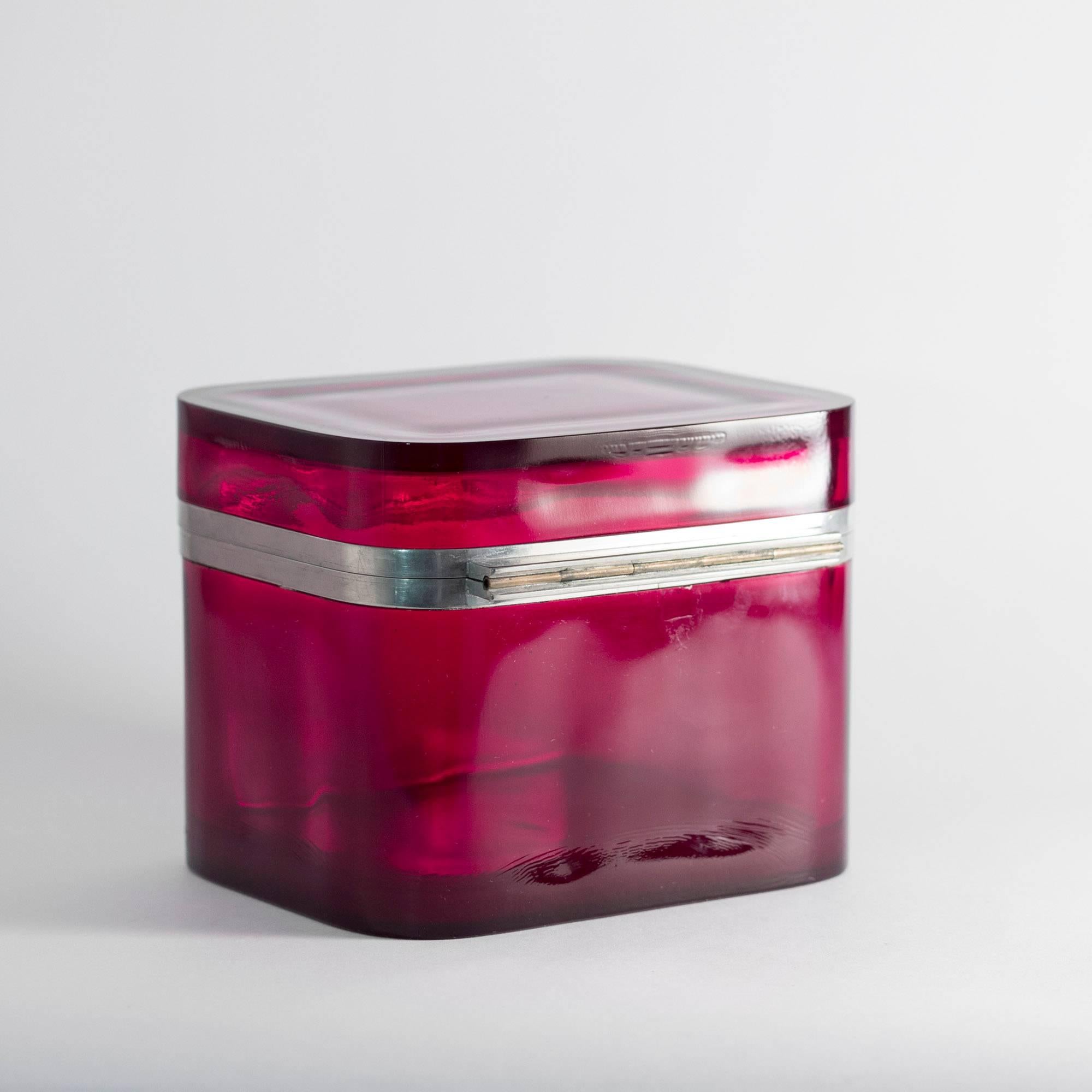 Scandinavian Modern Glass and Pewter Box by Josef Frank