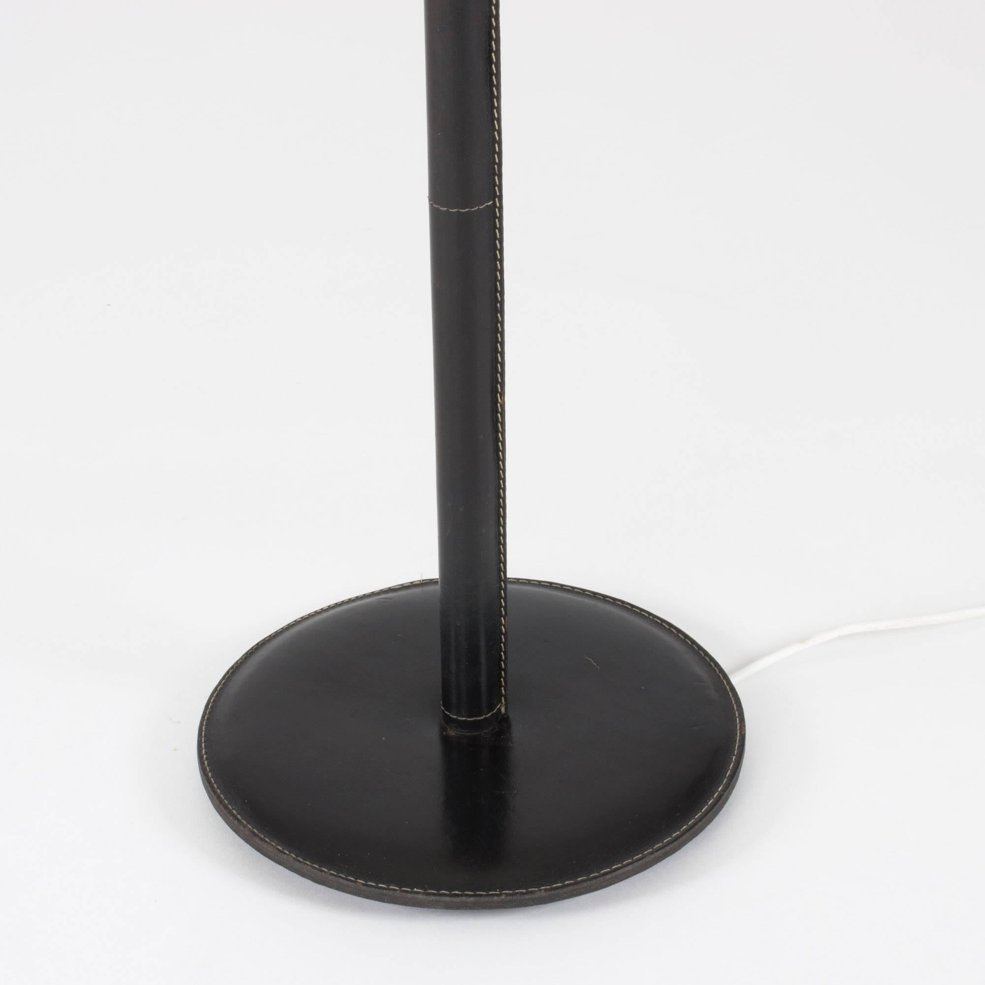 Swedish Black Leather Floor Lamp from Bergboms