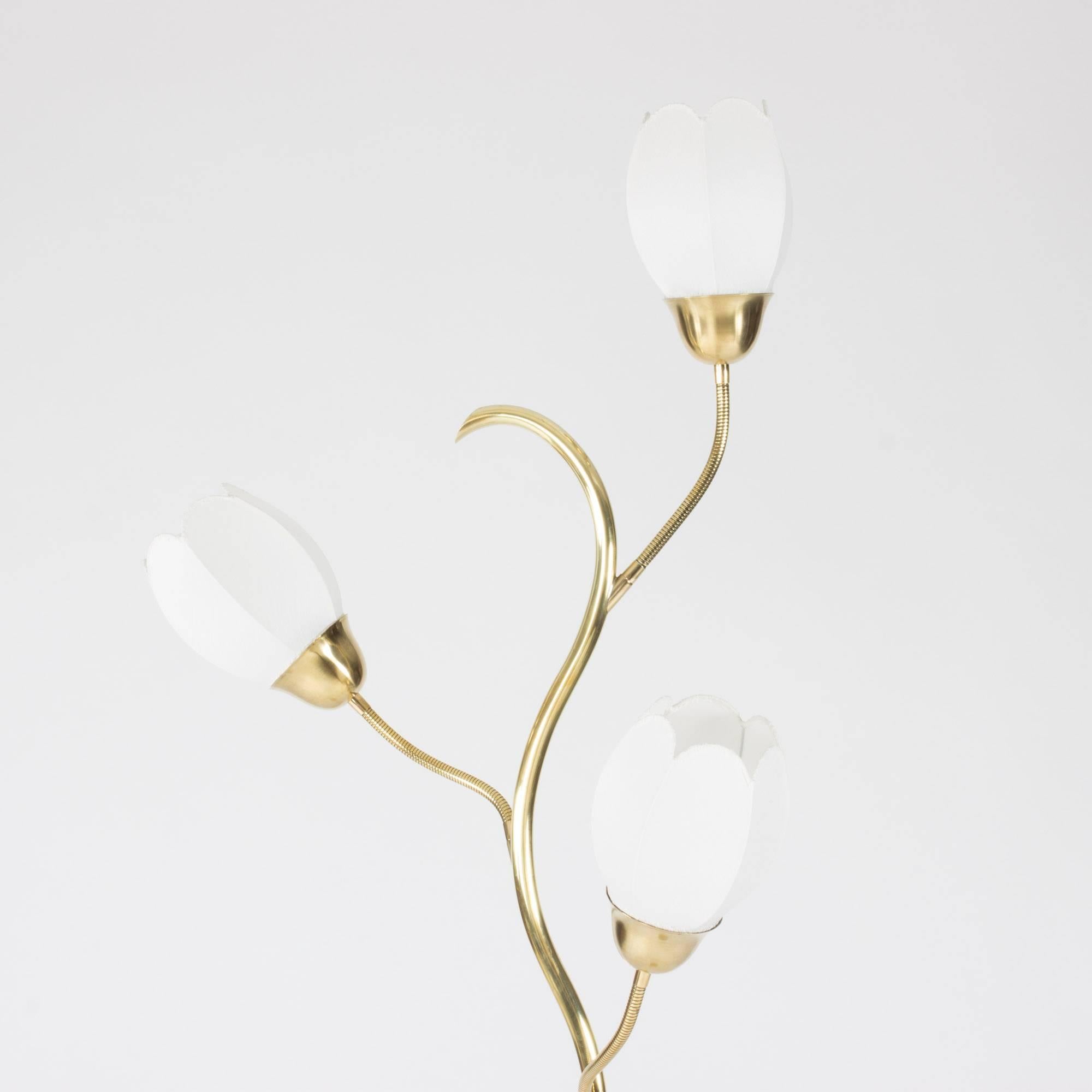 Mid-Century Modern Danish 1950s Brass Flower Floor Lamp