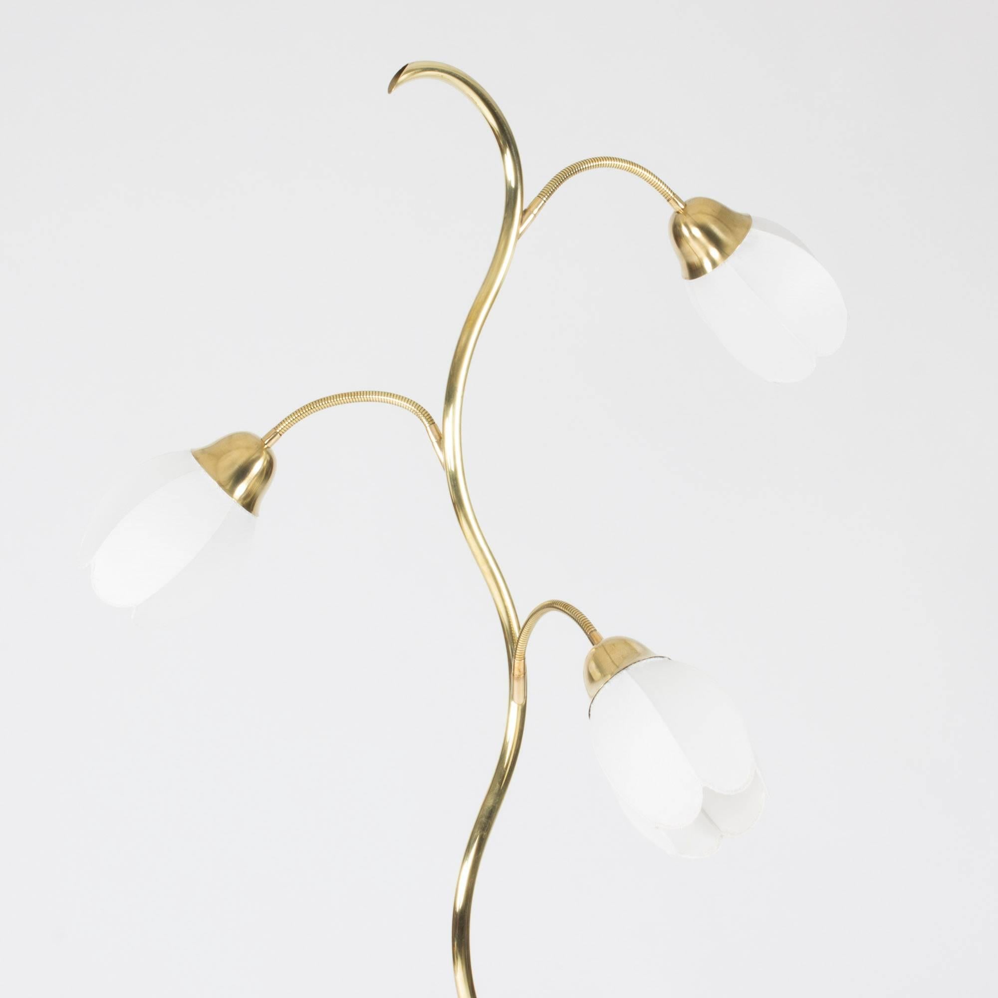 Danish 1950s Brass Flower Floor Lamp In Excellent Condition In Stockholm, SE
