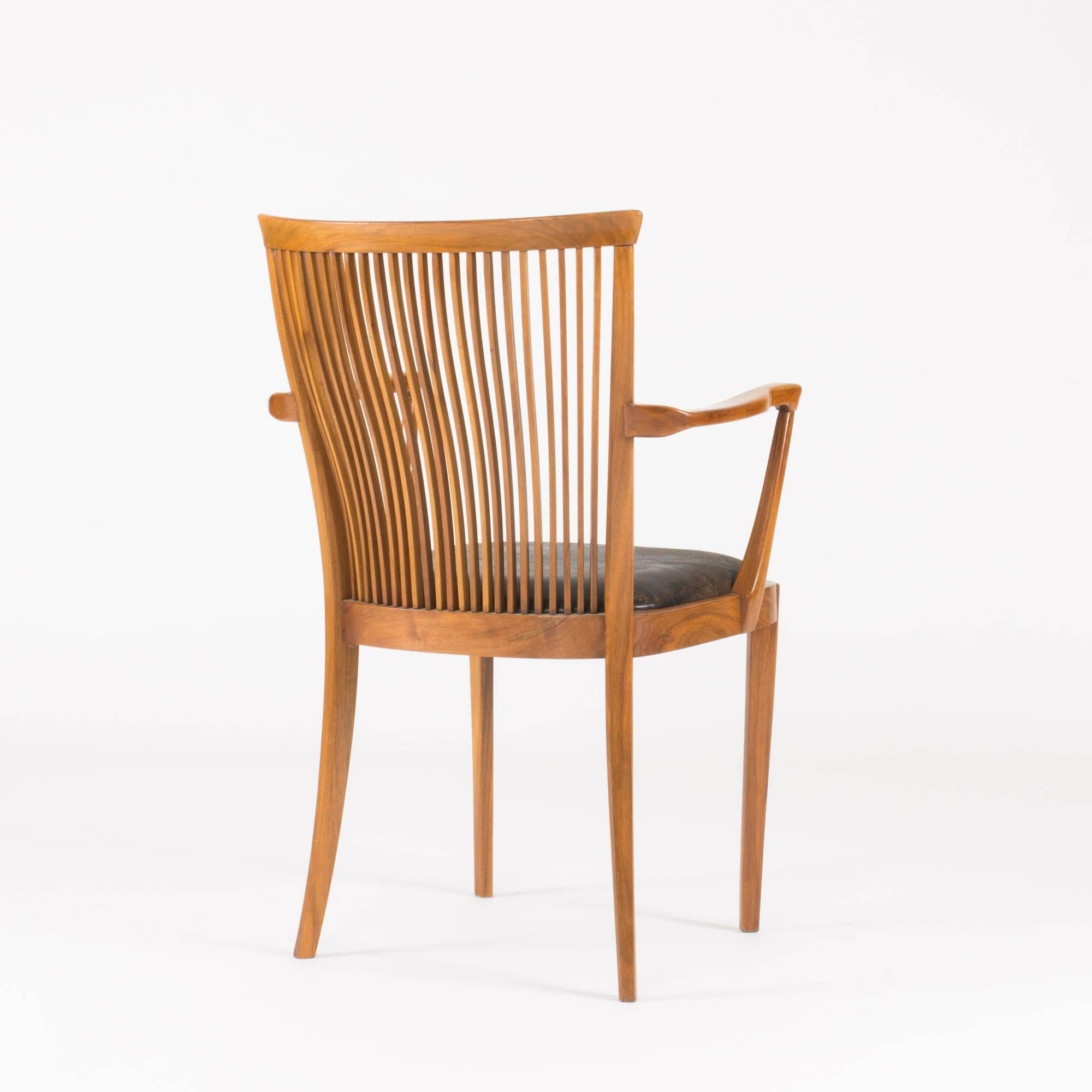 Scandinavian Modern Walnut and Leather Armchair by Carl-Axel Acking