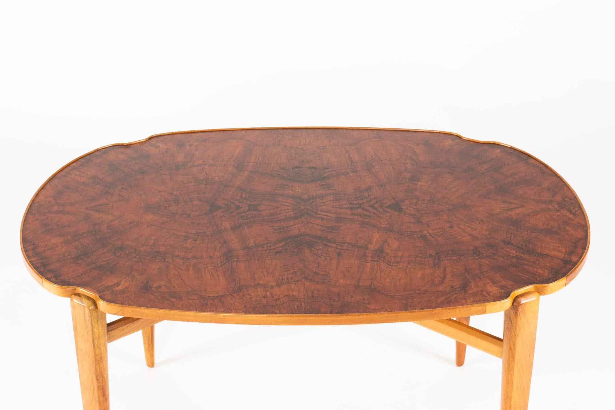 Swedish Walnut Root Coffee Table by Axel Larsson