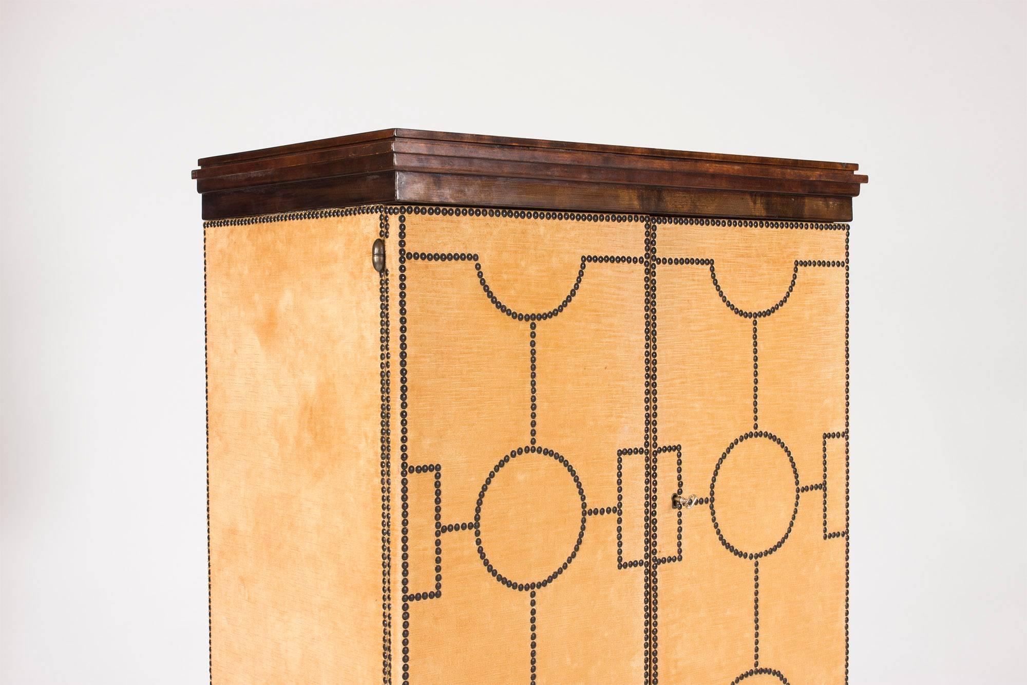 Swedish Birch and Velvet Cabinet by Otto Schulz