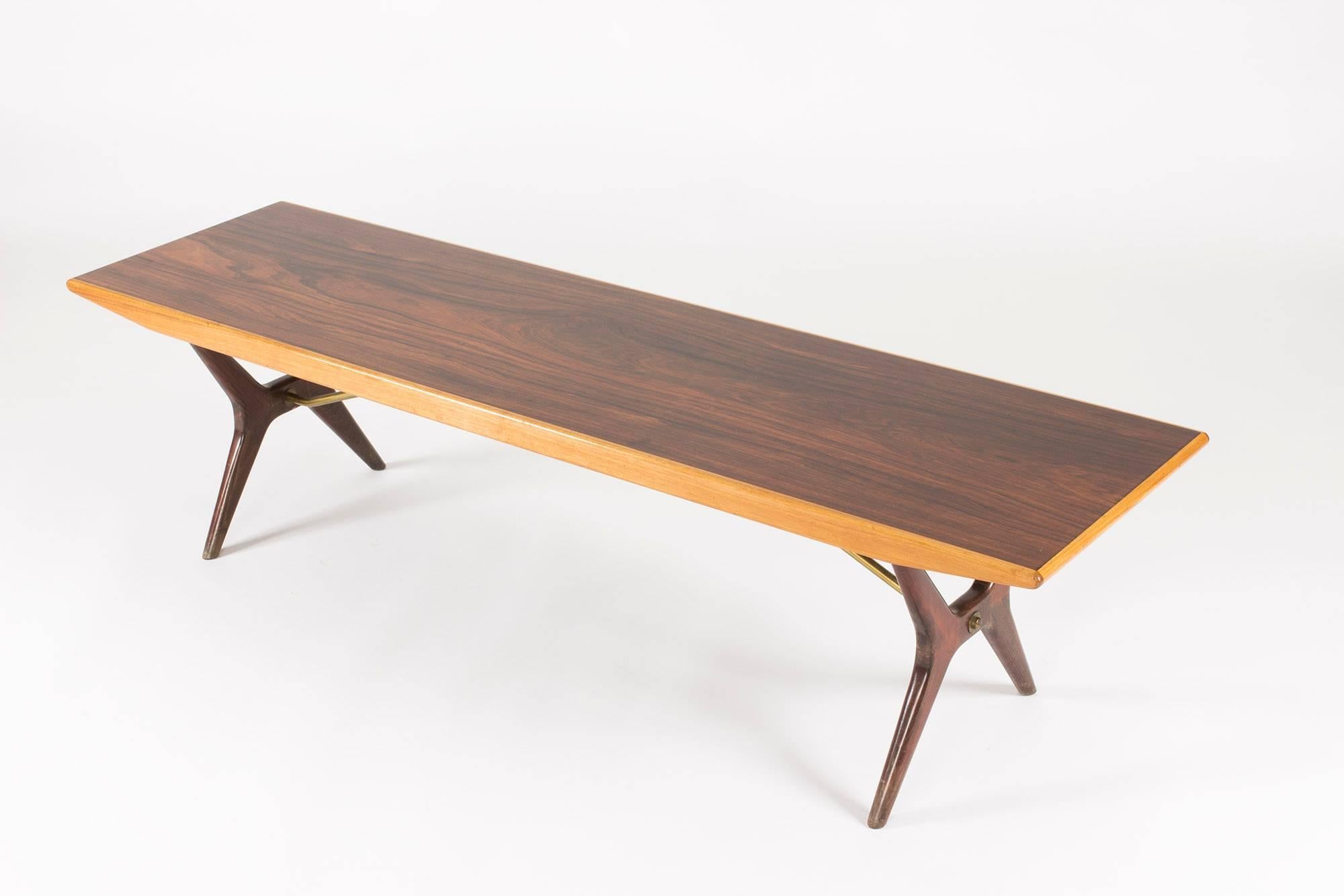 Mid-Century Modern Rosewood and Birch Coffee Table by Karl-Erik Ekselius