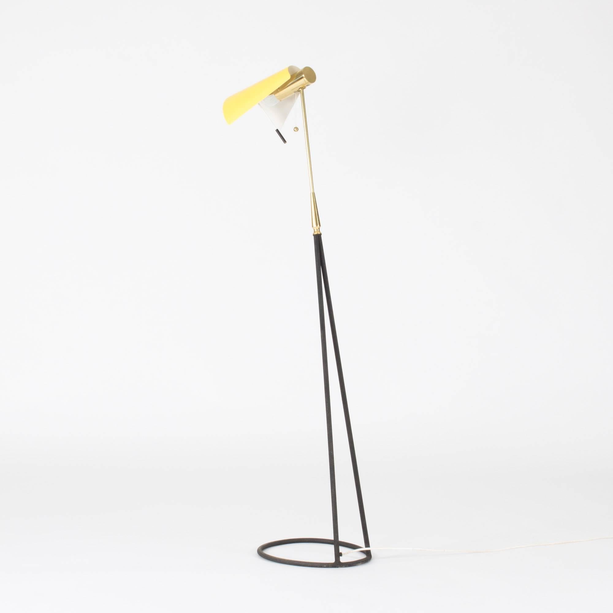 Mid-Century Modern Black and Yellow Floor Lamp from Falkenbergs Belysning