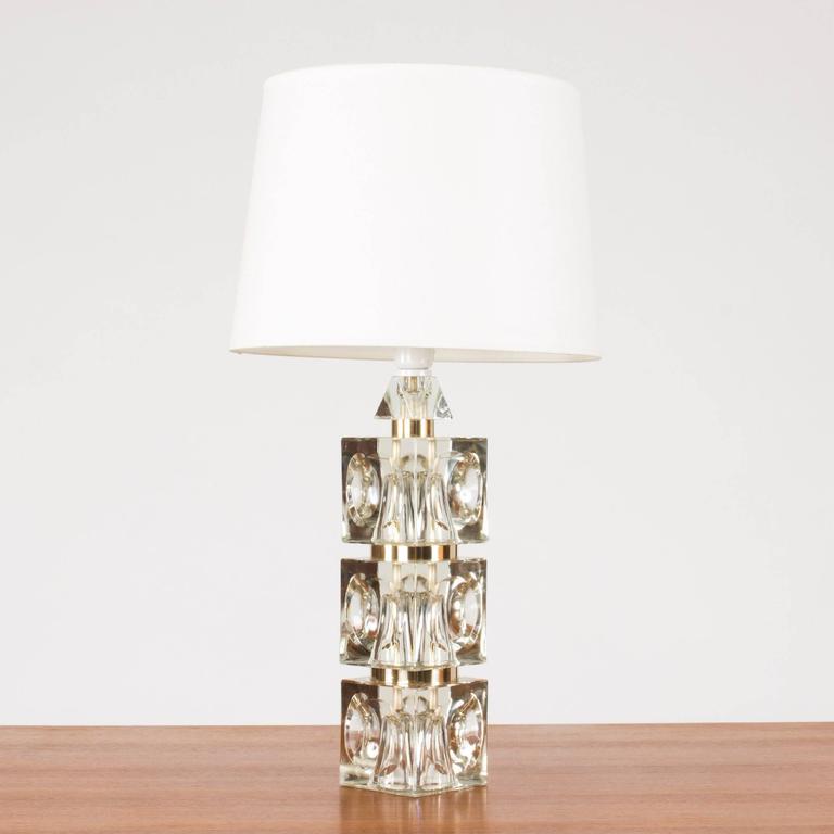 Swedish 1960s Crystal Table Lamp 1