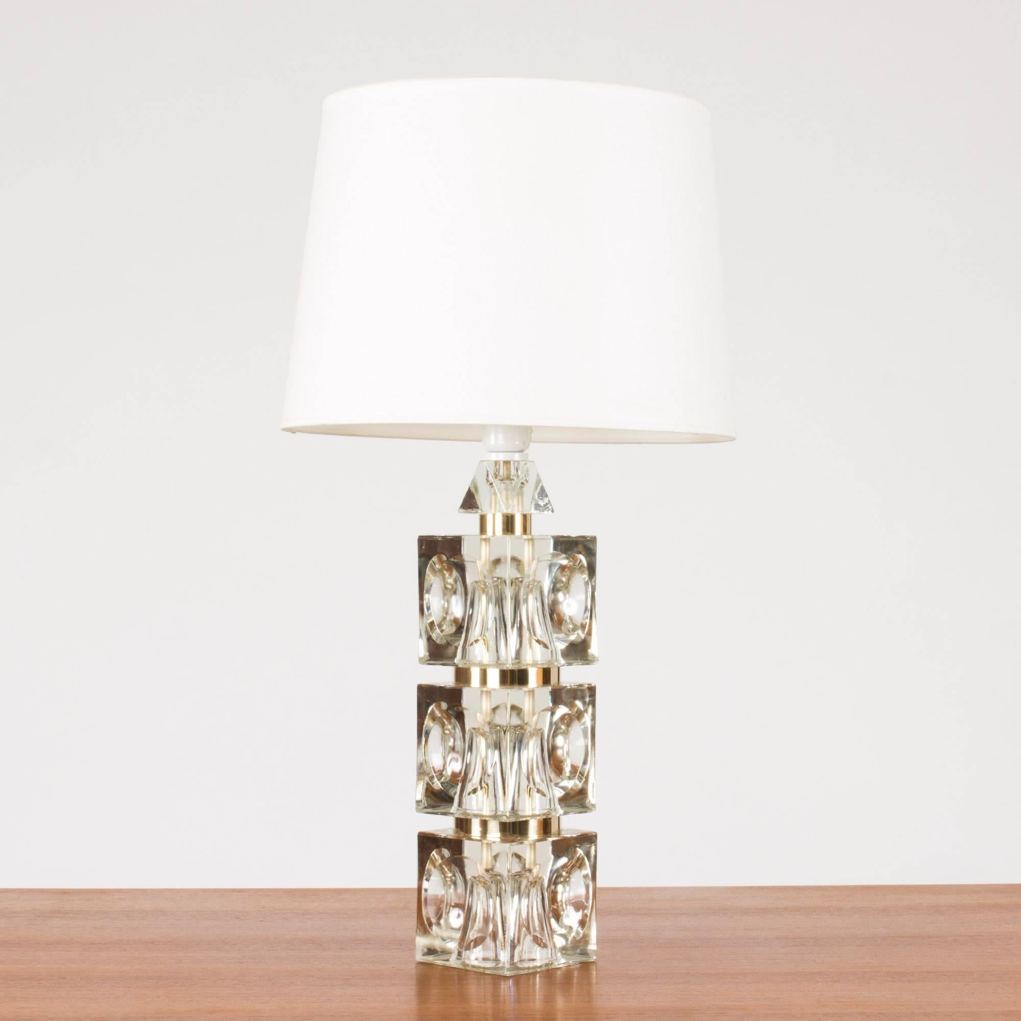 Metal Swedish 1960s Crystal Table Lamp