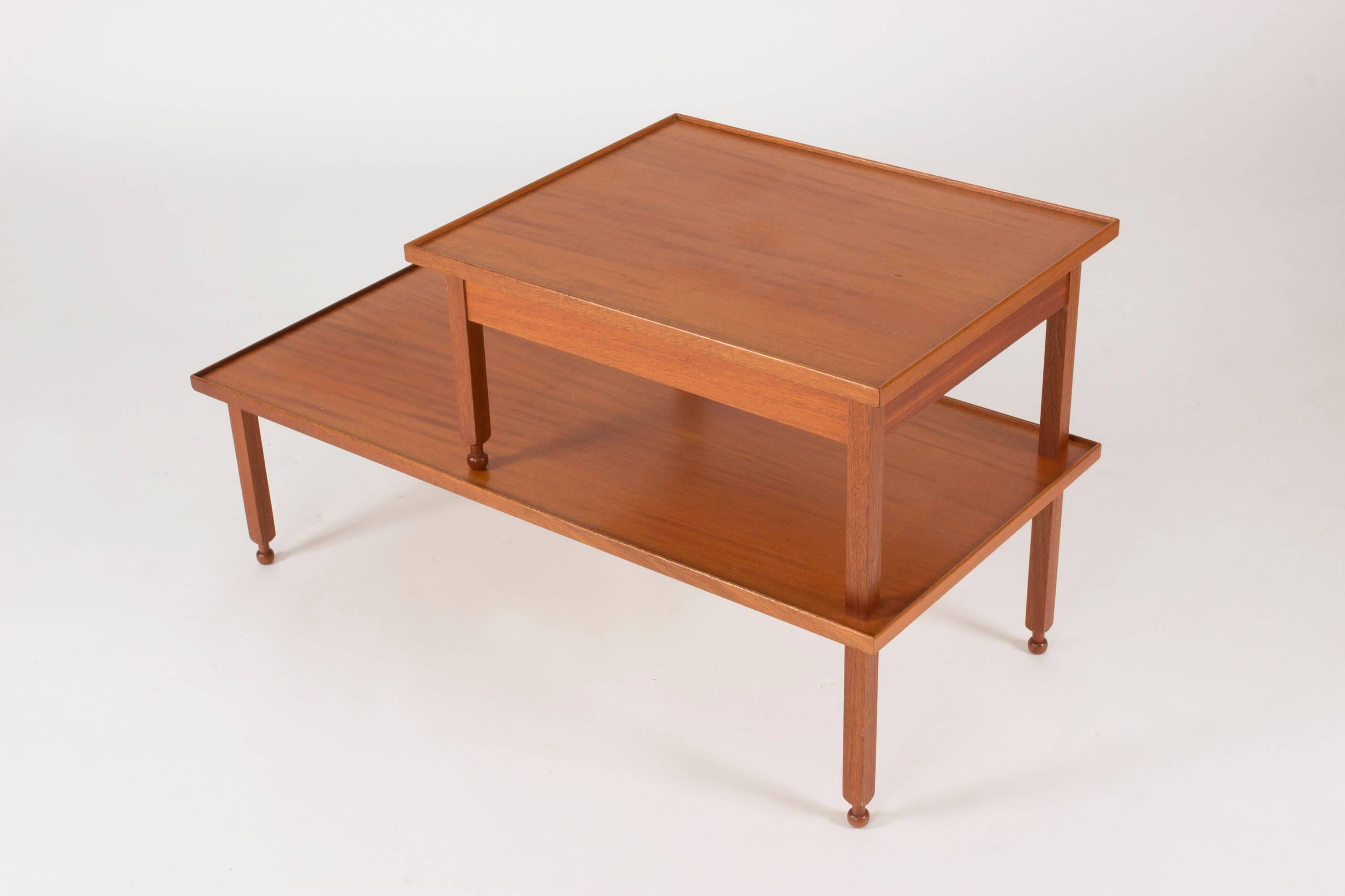 Scandinavian Modern Mahogany Side Table with a Drawer by Josef Frank For Sale