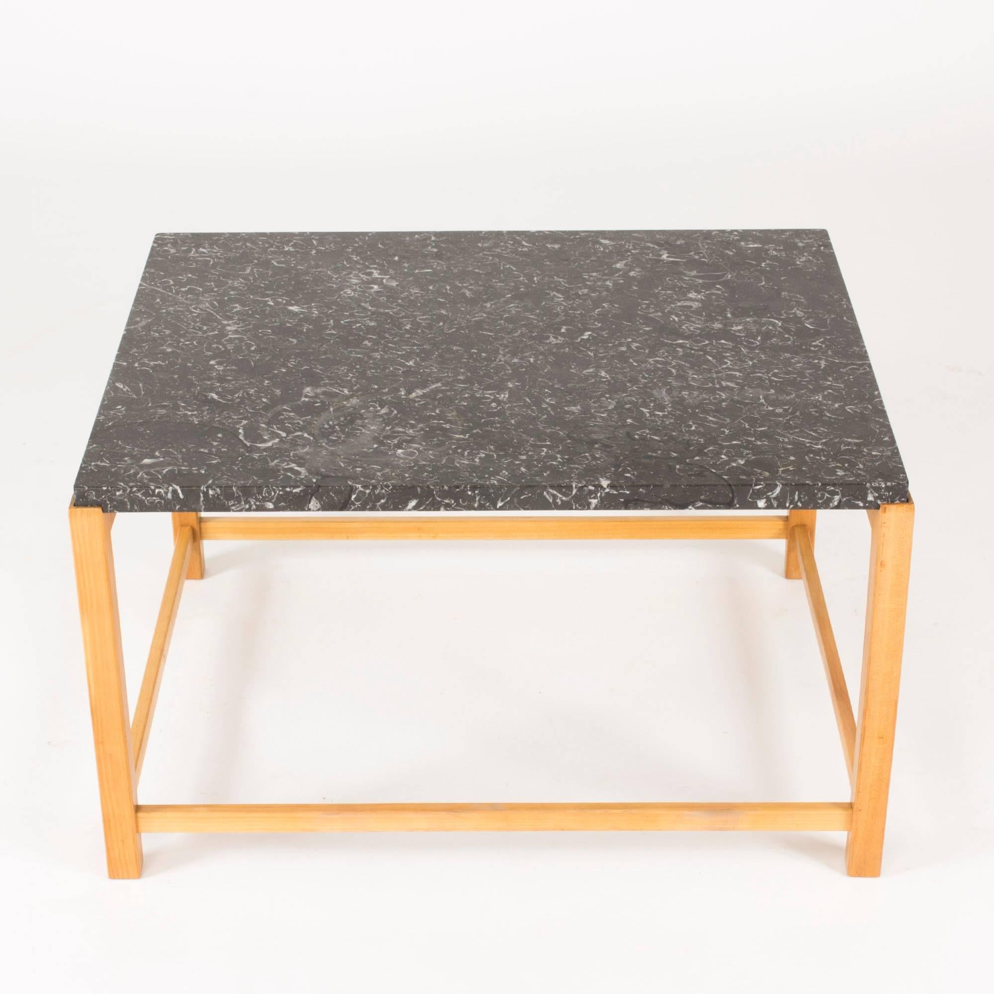 Scandinavian Modern Marble-Top Coffee Table by Carl-Axel Acking