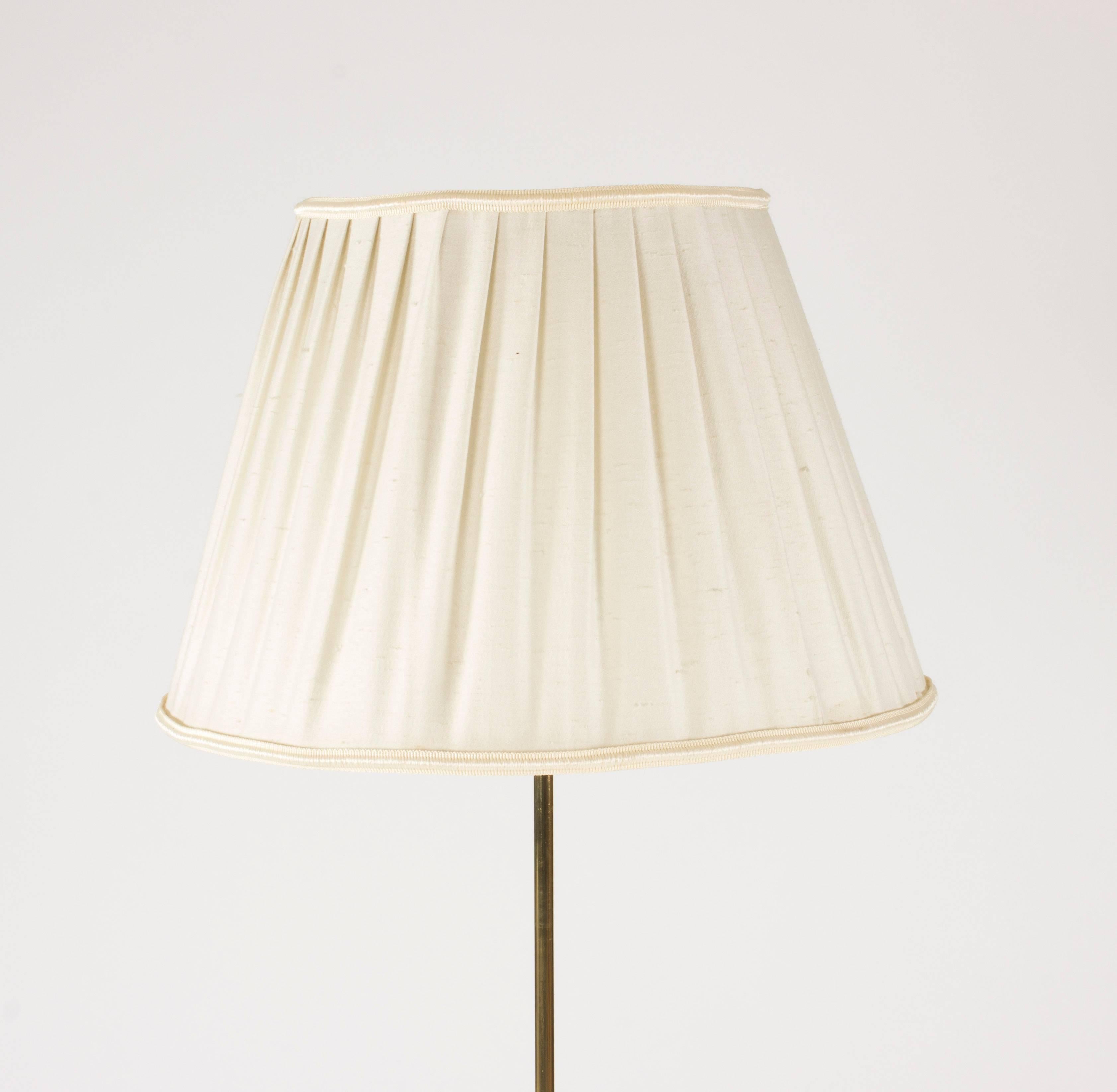 Scandinavian Modern Brass and Leather Floor Lamp with Adjustable Height from NK