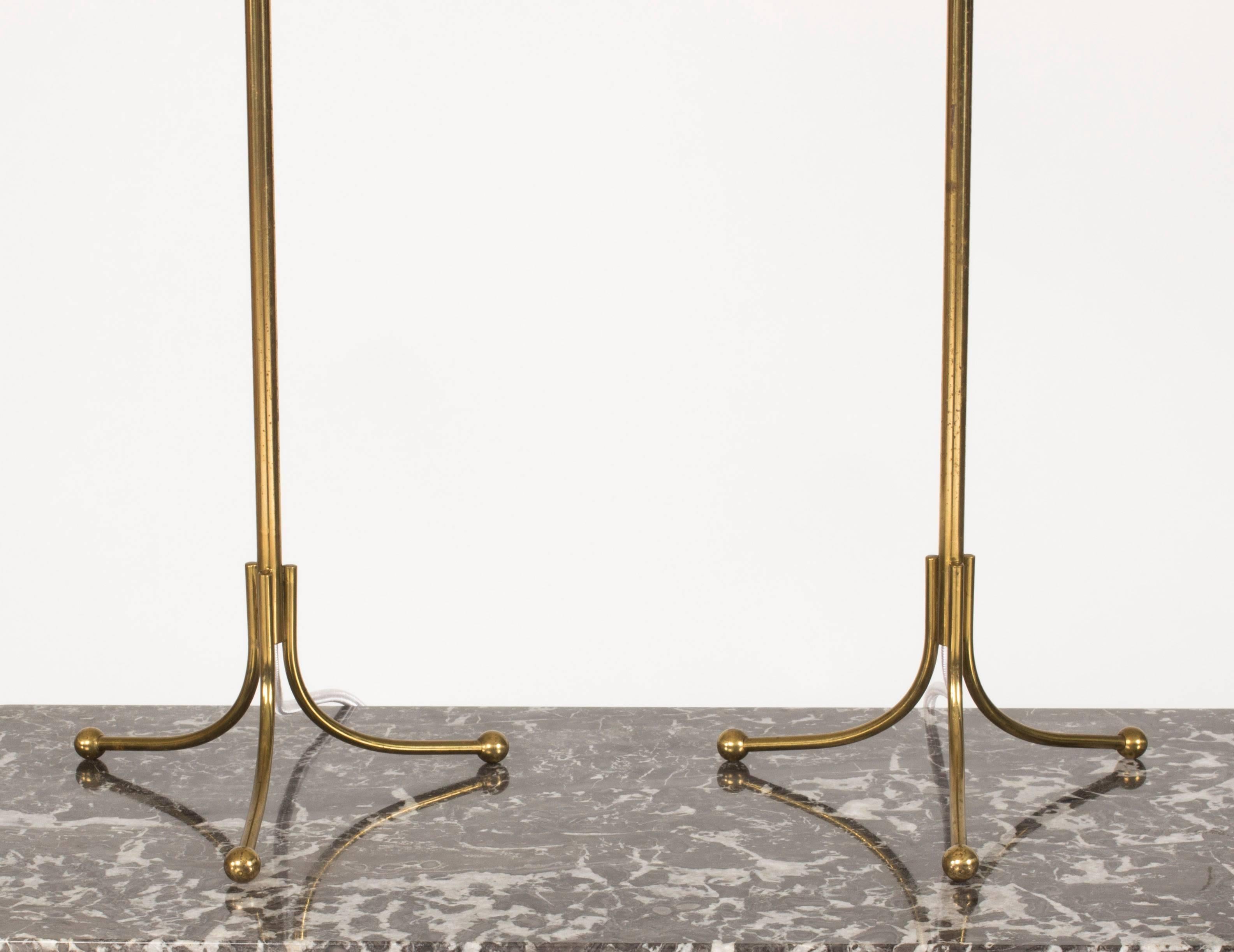 Scandinavian Modern Pair of Brass Table Lamps by Josef Frank