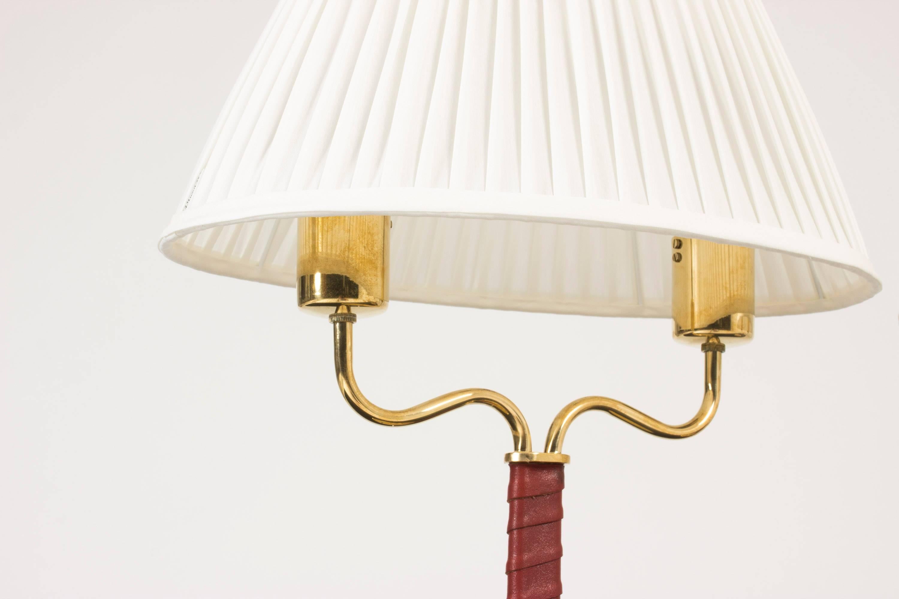 Pair of Brass and Leather Table Lamps by Josef Frank 1