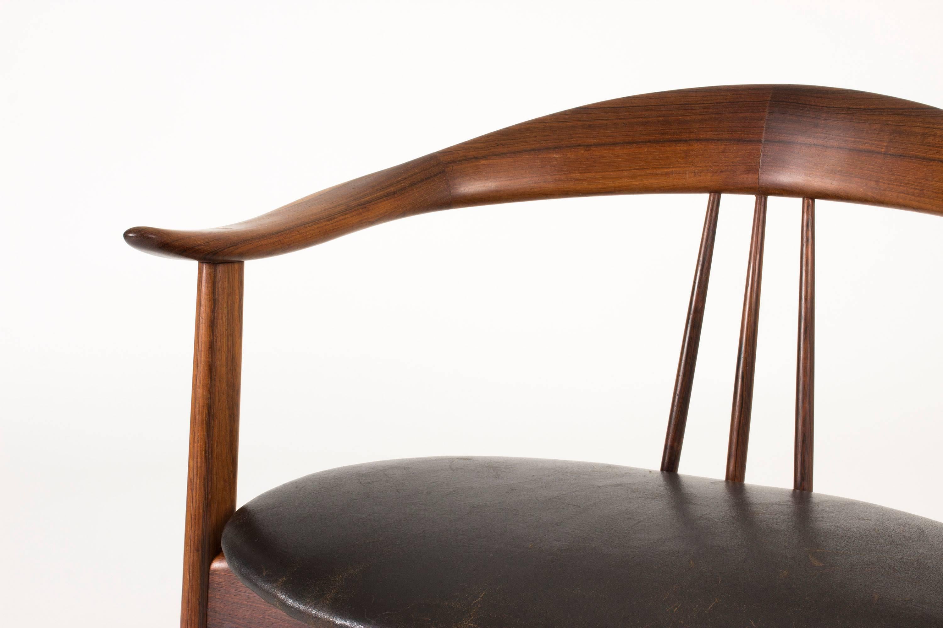 Leather Rosewood Armchair by Arne Hovmand Olsen