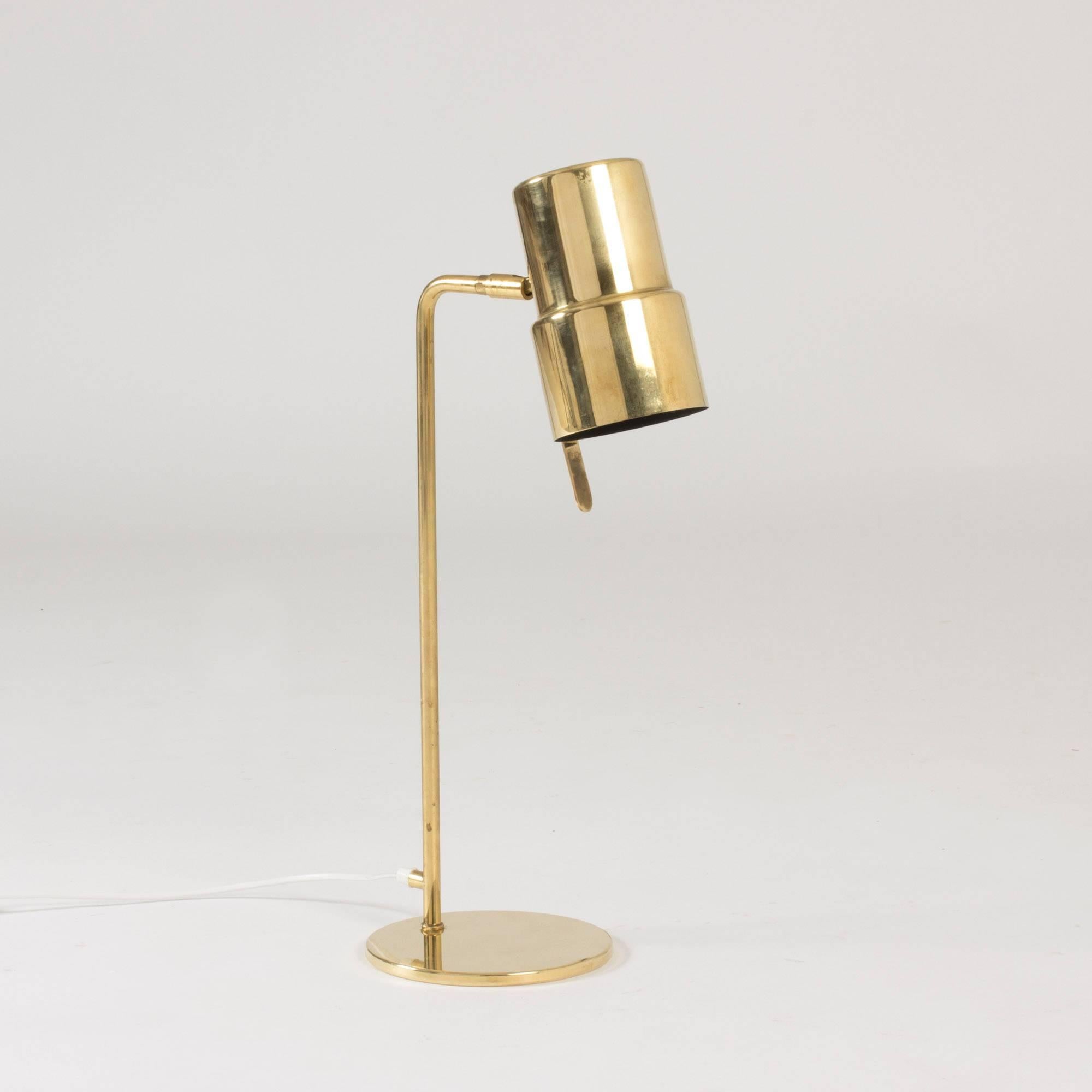 Very cool, tall brass table or desk lamp by Hans-Agne Jakobsson with an adjustable shade. Nice heavy base.