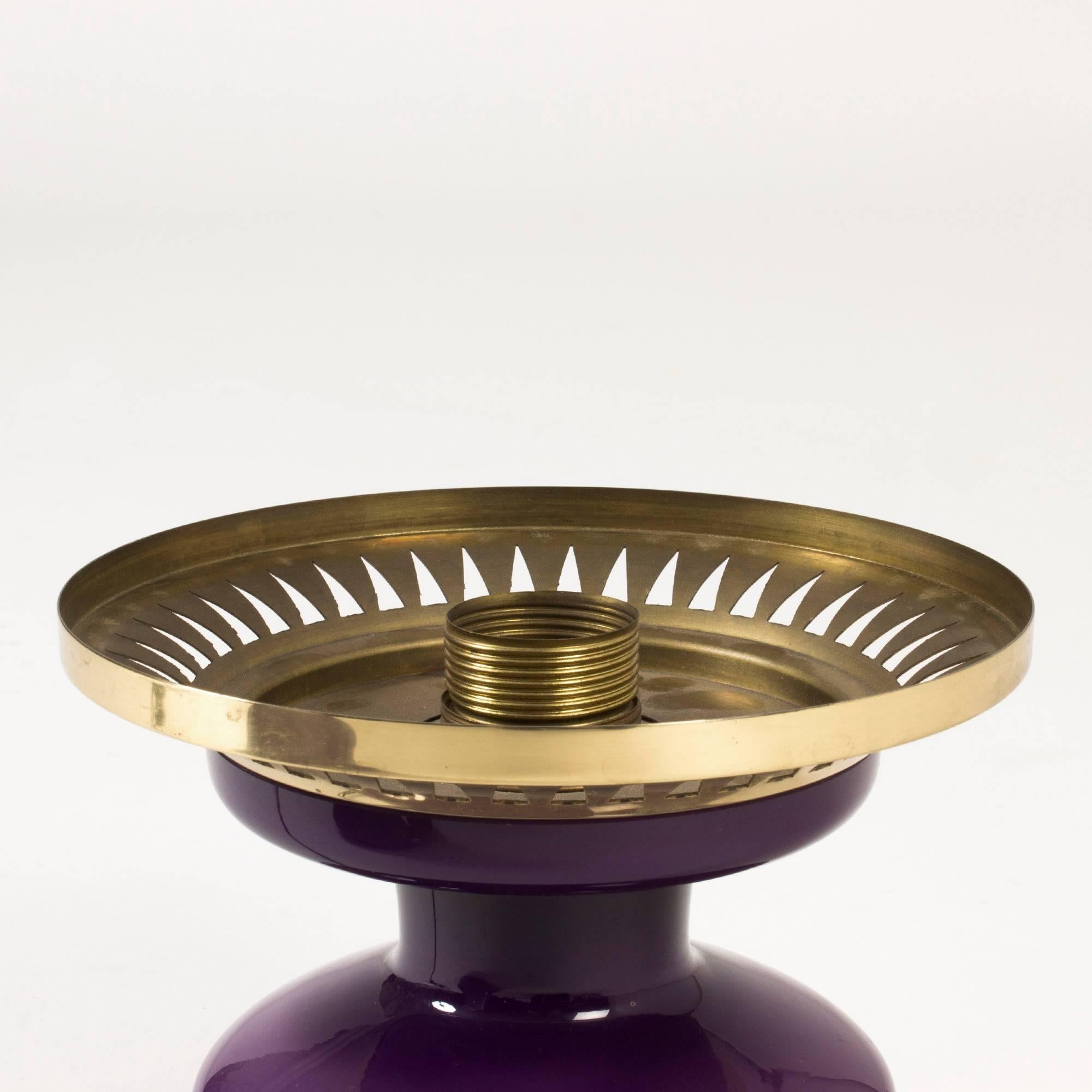 Mid-20th Century Purple Glass Table Lamp by Hans-Agne Jakobsson