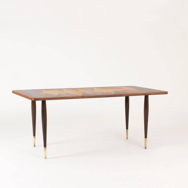 Scandinavian Modern Coffee Table with Inlays by Bröderna Miller For Sale