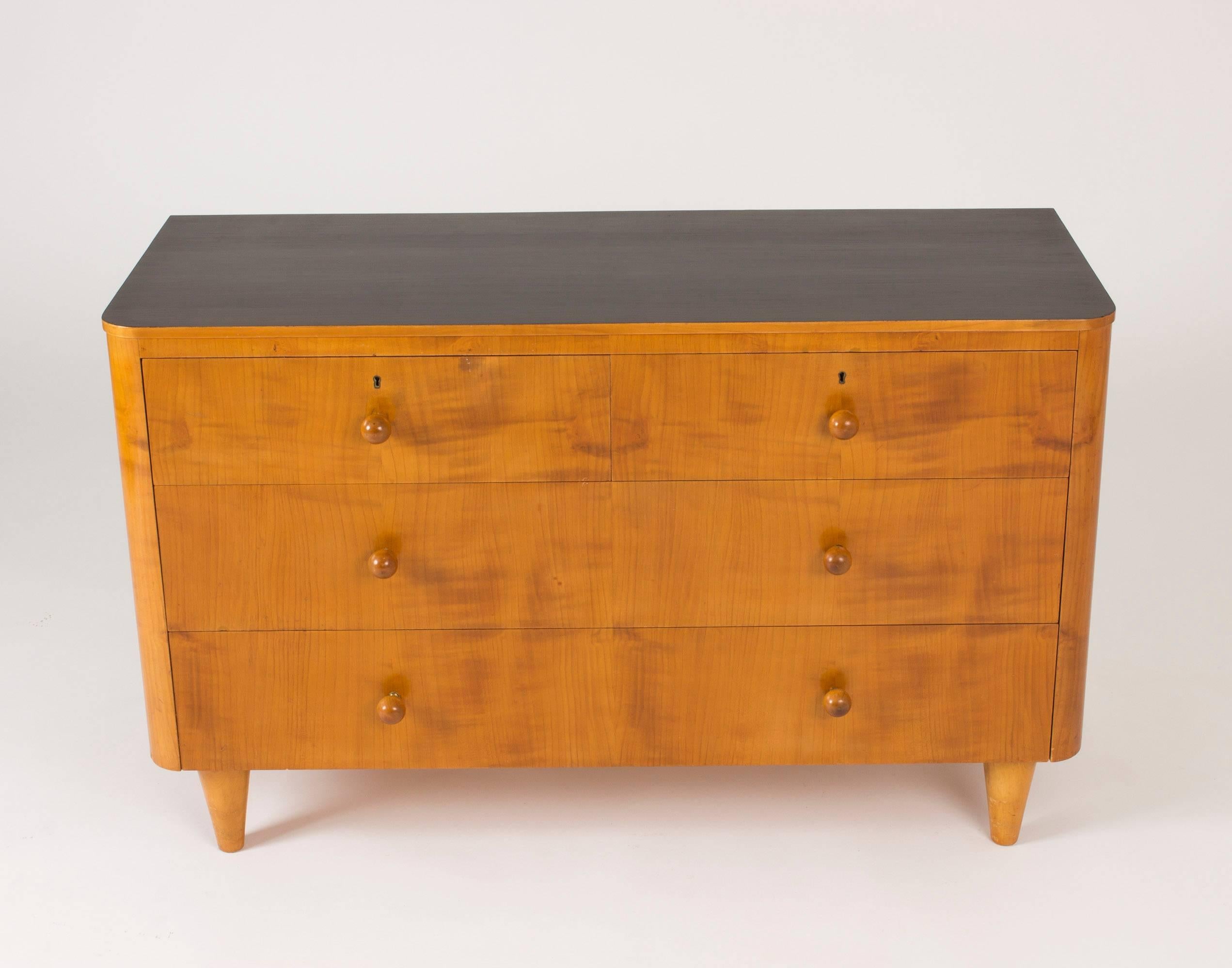 Swedish Elmwood Chest of Drawers by Axel Larsson