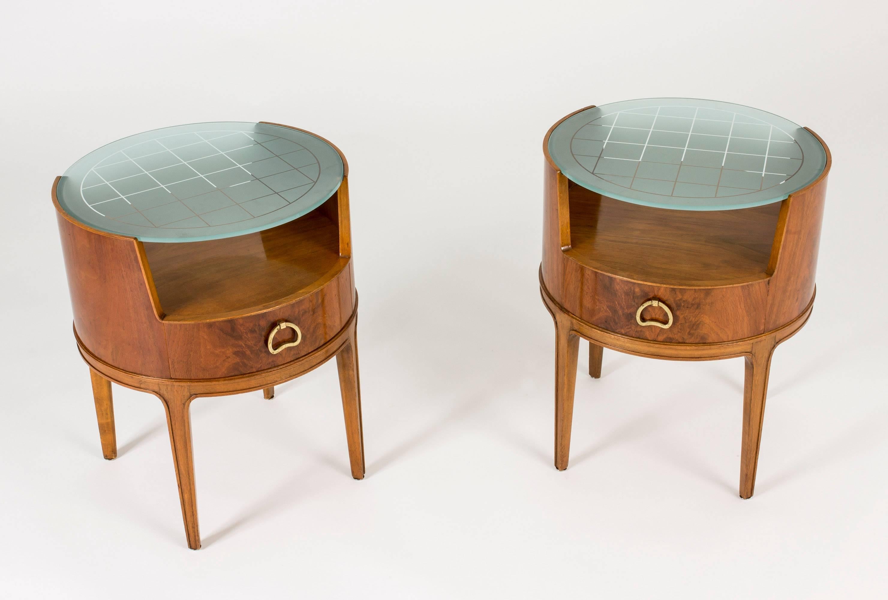 Pair of Mahogany and Glass Bedside Tables by Axel Larsson In Good Condition In Stockholm, SE
