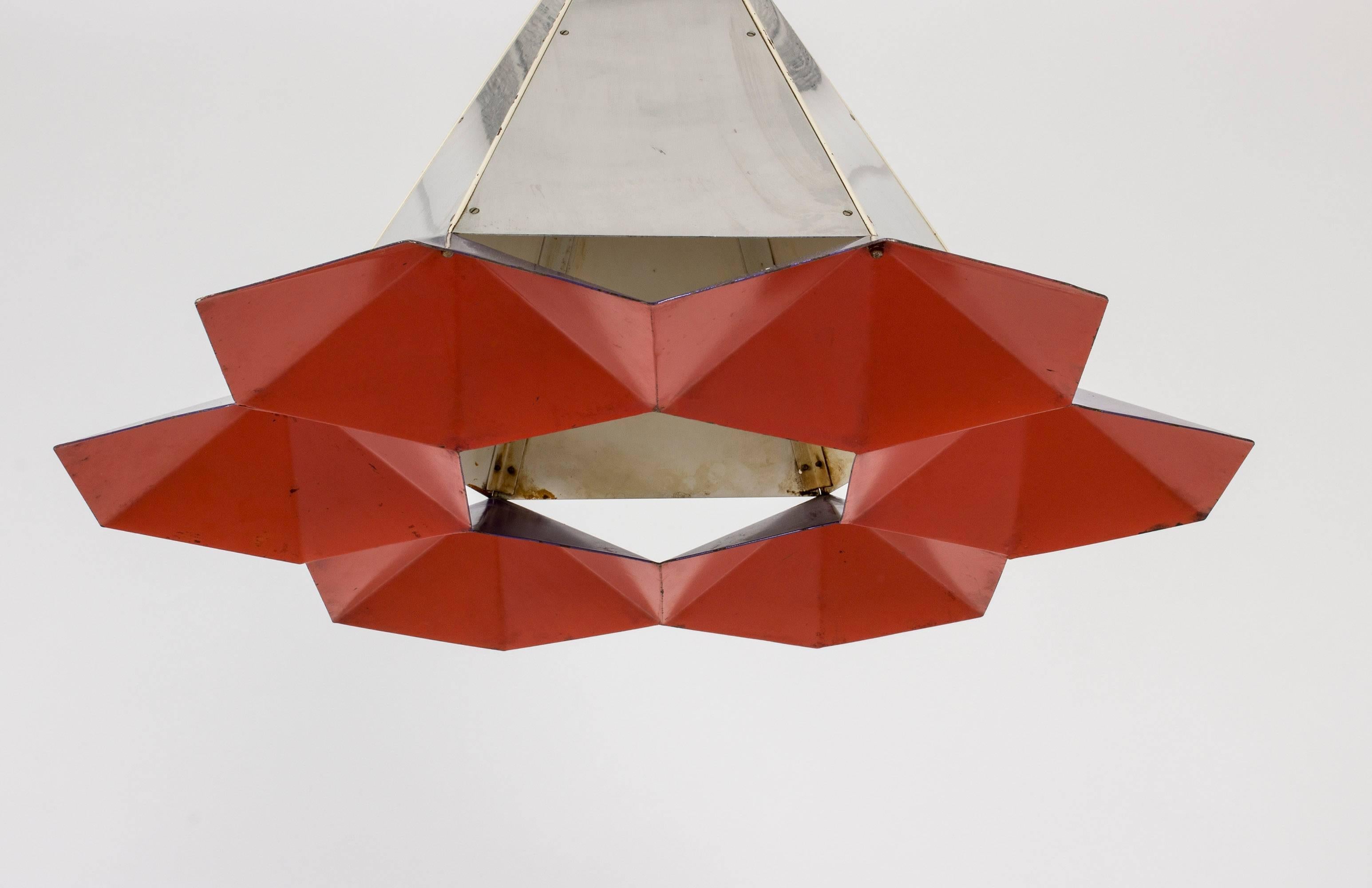Danish Metal Pendant Lamp in the Style of Simon Henningsen For Sale