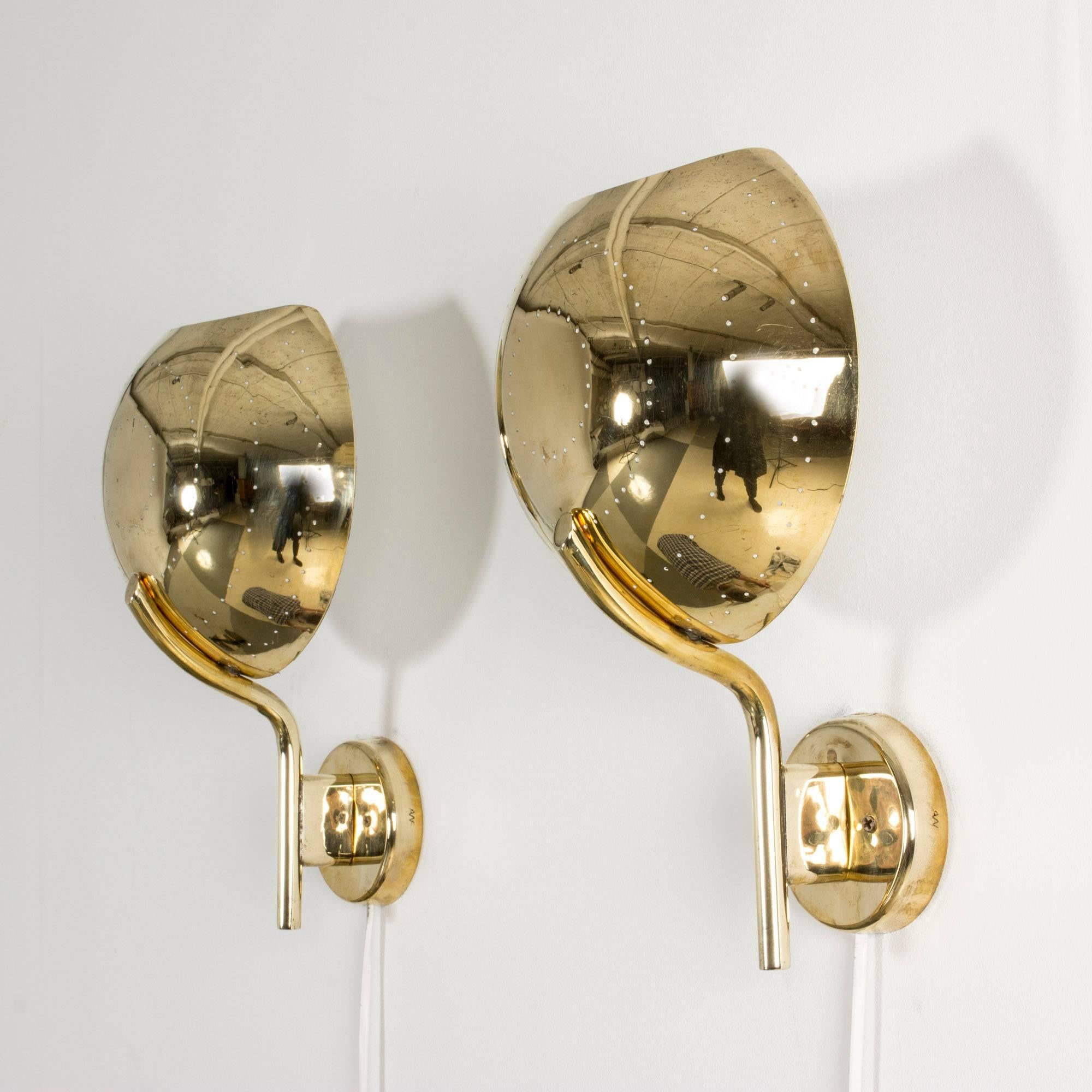 Mid-20th Century Pair of Finnish Brass Wall Sconces