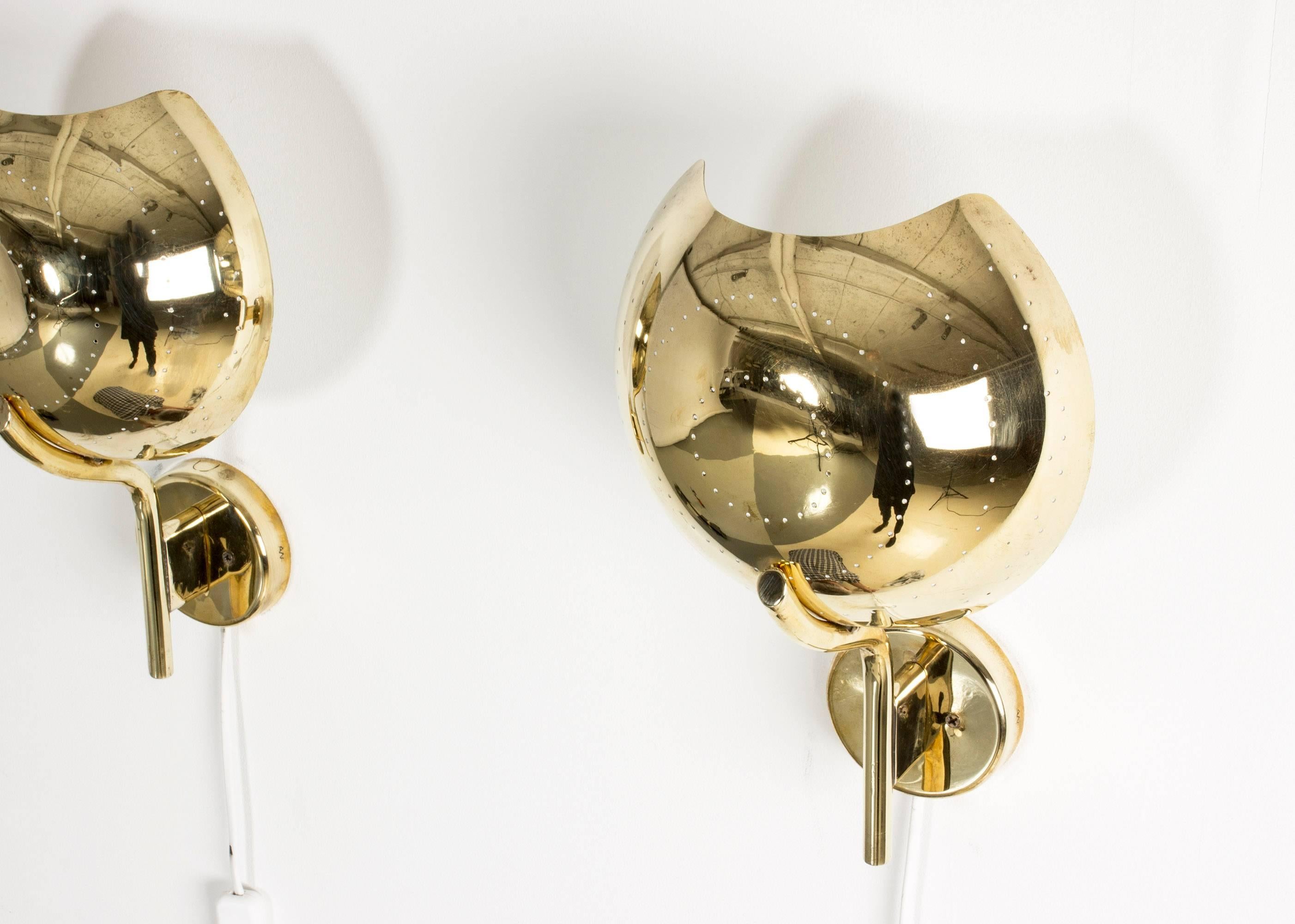 Pair of Finnish Brass Wall Sconces In Excellent Condition In Stockholm, SE