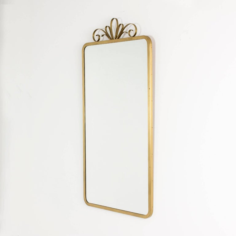 Brass Wall Mirror From Ystad Metal At 1stdibs Brushed Brass Framed Mirror From Ystad Metal In A Clean Design With Rounded Corners