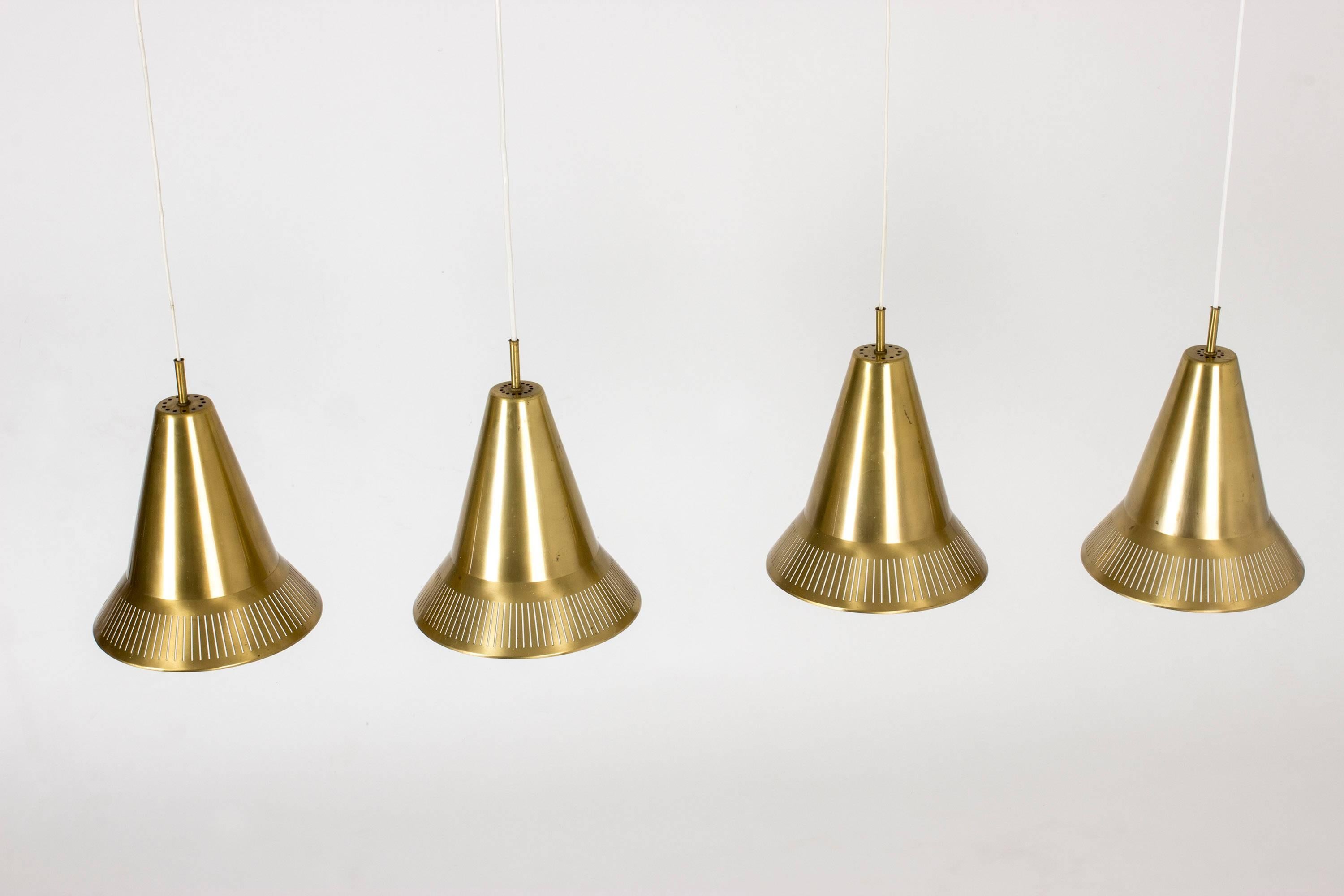 Set of Four Brass Pendant Lamps by Hans Bergström For Sale 2