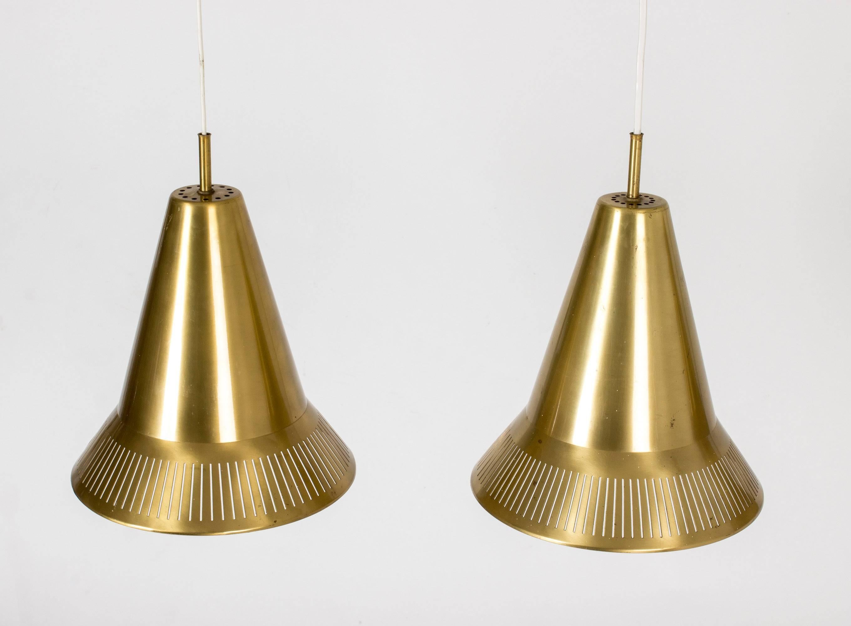 Set of Four Brass Pendant Lamps by Hans Bergström For Sale 3