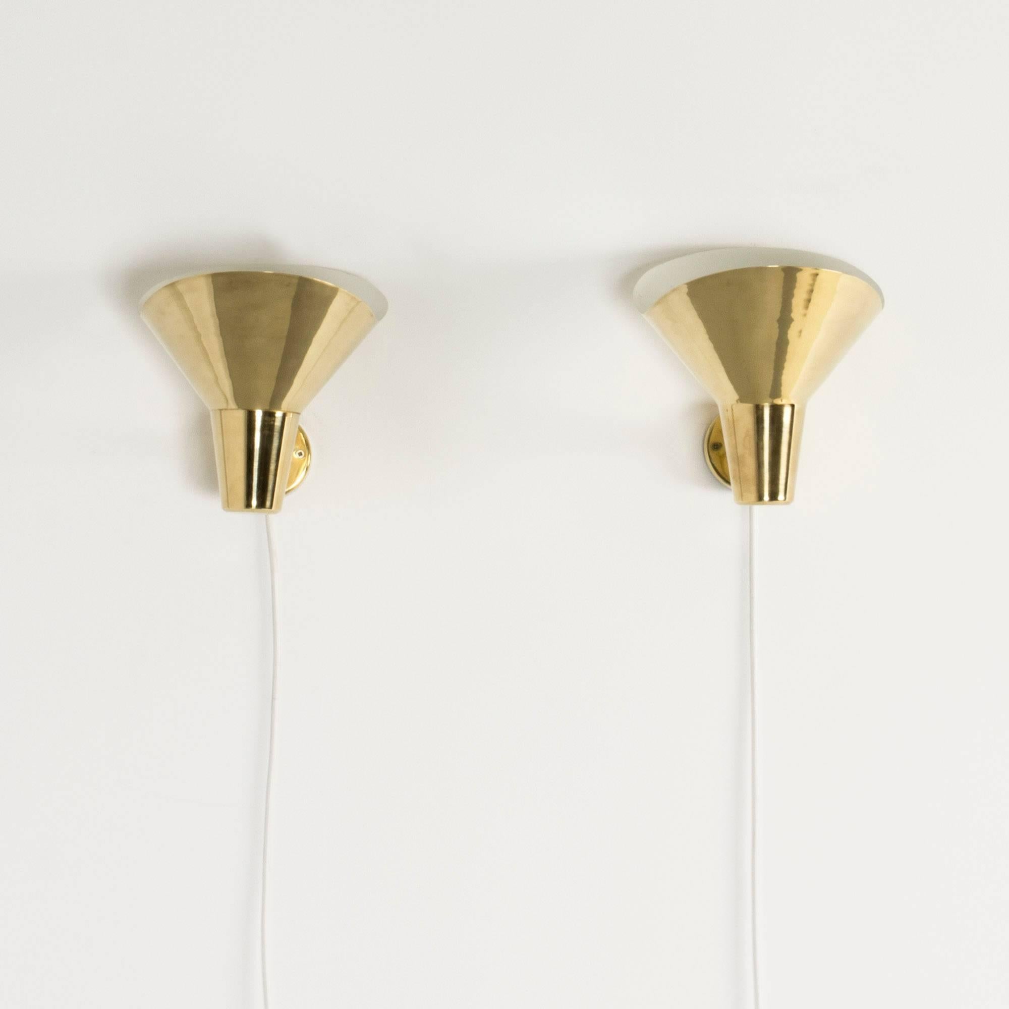 Scandinavian Modern Pair of Brass Wall Sconces by Hans Bergström